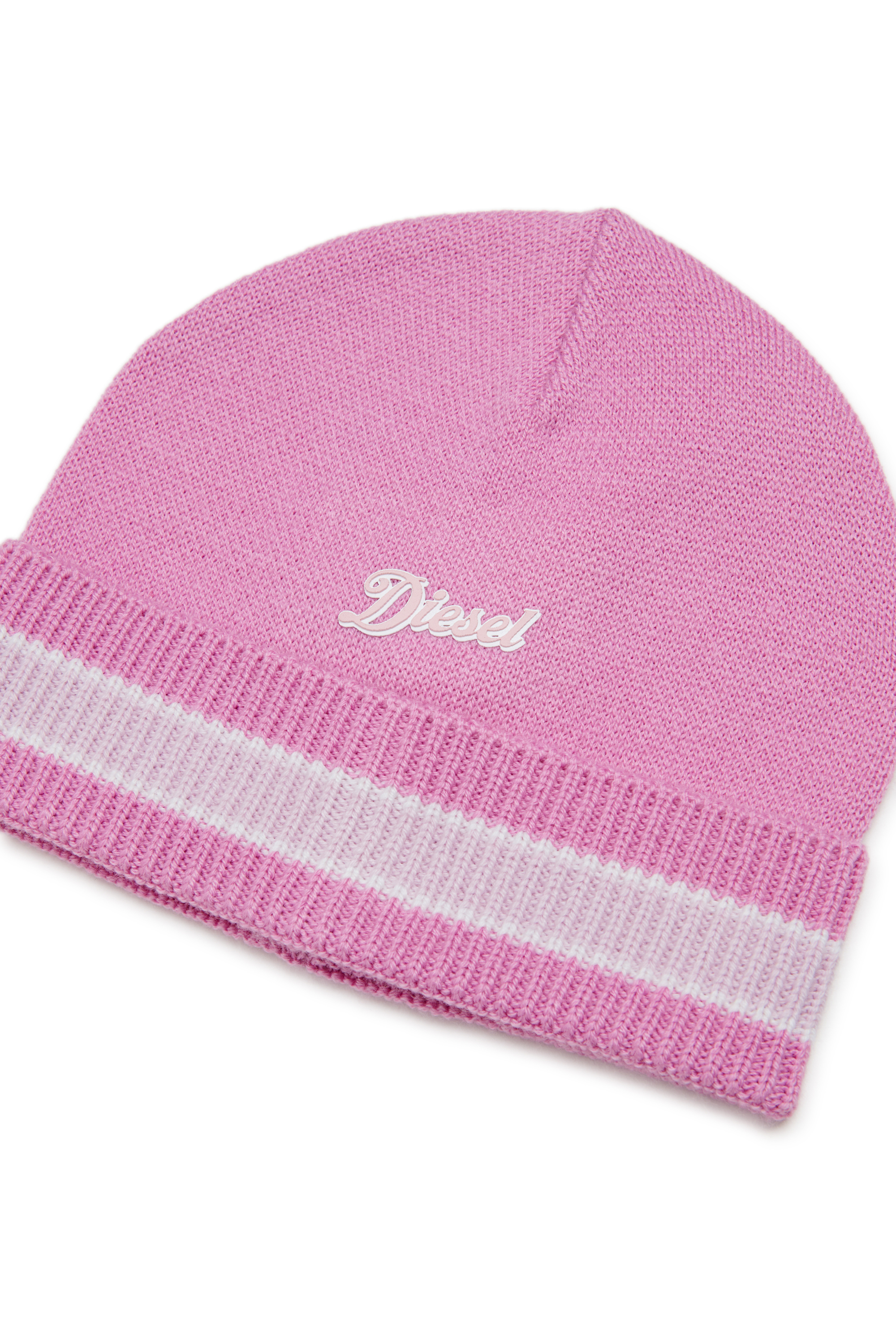 Diesel - FMOB, Unisex Gestreifte M&uuml;tze aus Wollmischung in Rosa - 3