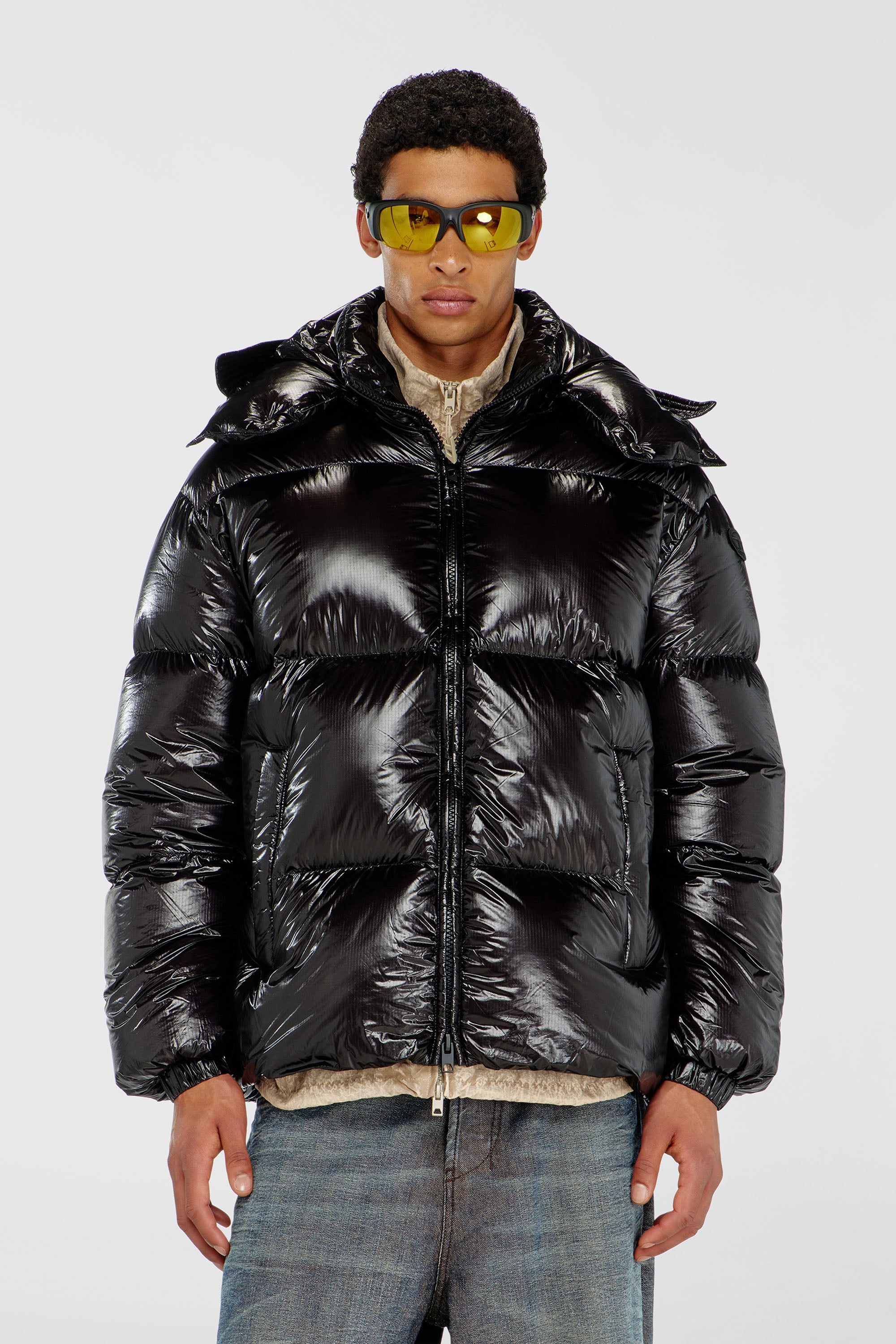 Diesel - W-ROLFYS-WRD-BKCP, Man's Down puffer jacket with detachable hood in Black - 1