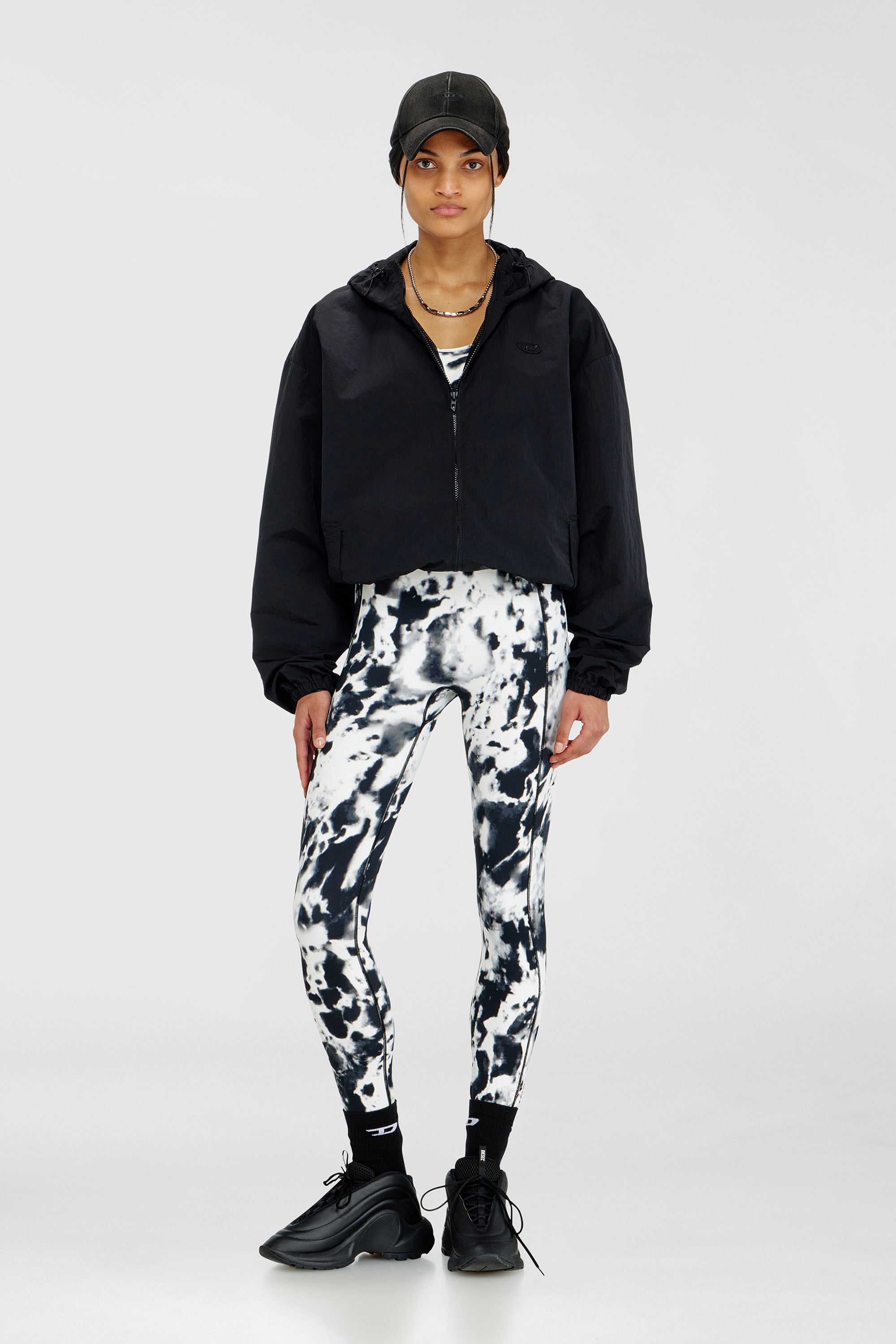 Diesel - ADELINE-D-POP, Damen Leggings aus bedruckter Mikrofaser in Weiss/Schwarz - 1
