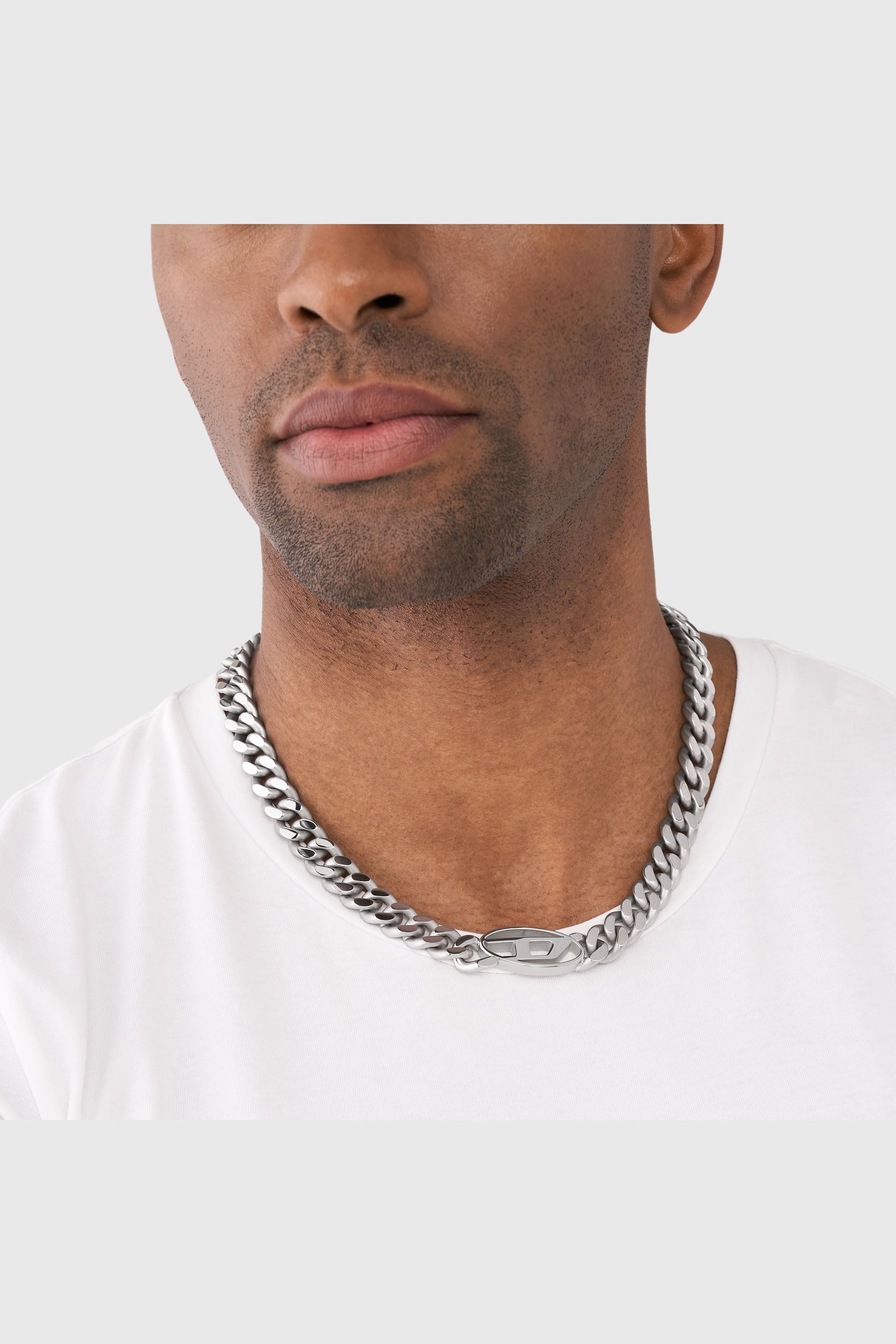 Diesel - DX1433, Herren Choker mit ovalem D-Logo in Silber - 3