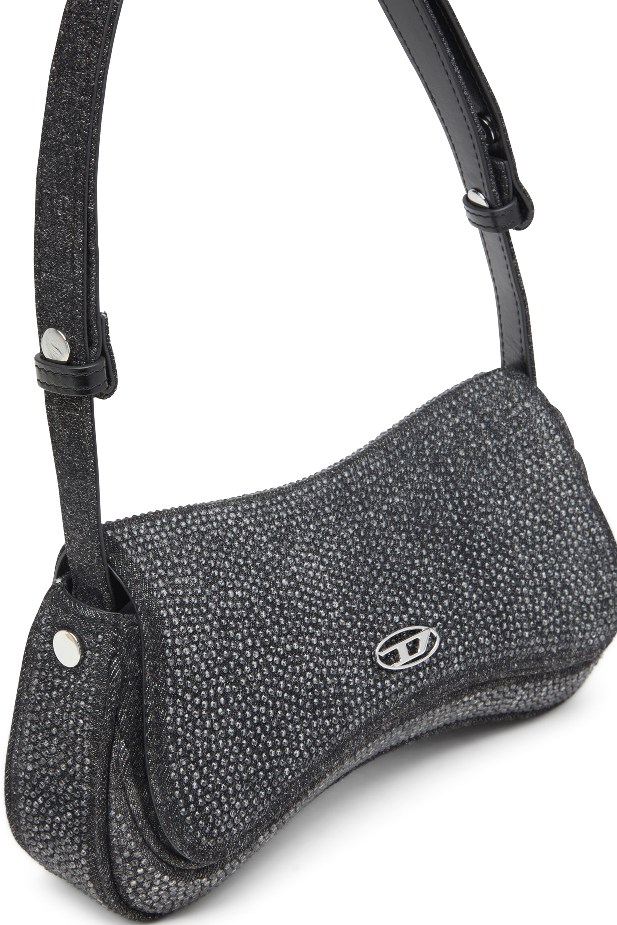 Diesel - PLAY CLUTCH, Damen Play-Clutch aus Strass-Denim in Schwarz - 5