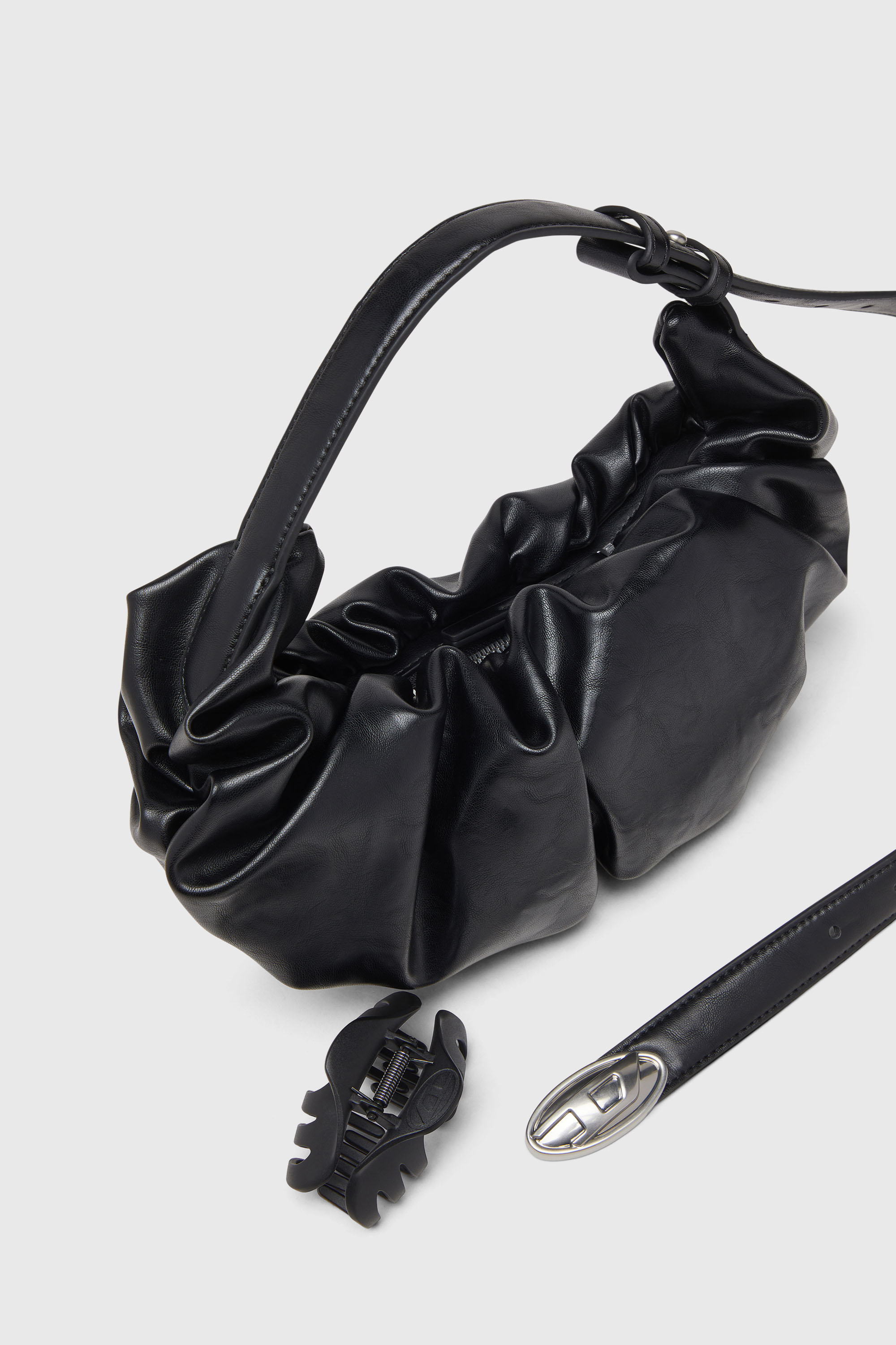 Diesel - GRAB-D HOBO S, Damen Grab-D-Small Hobo-Tasche mit gerafftem Design in Schwarz - 6