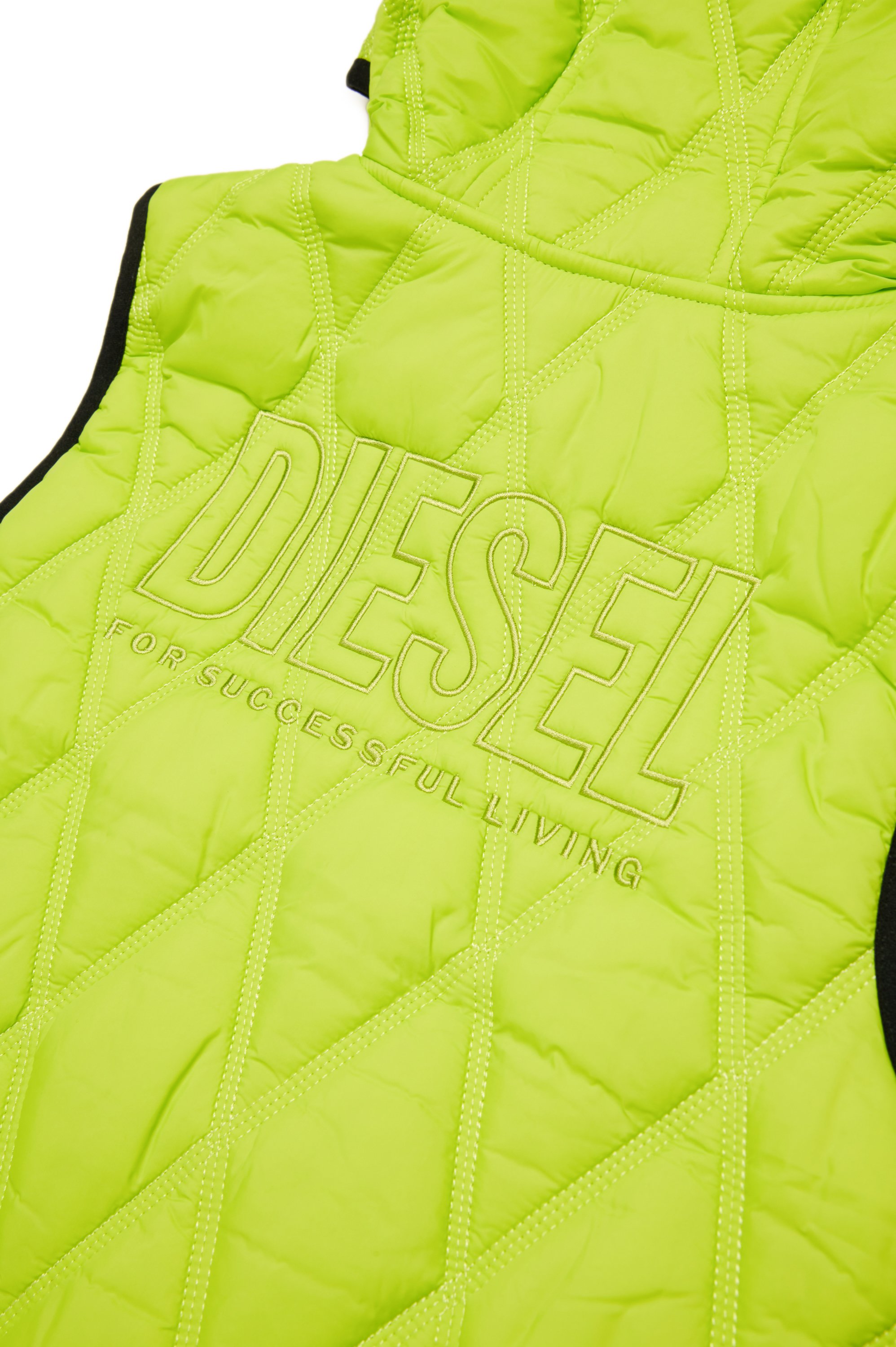 Diesel - JFOSSIR, Unisex Leichte gesteppte Weste mit Kapuze in Neongrün - 4