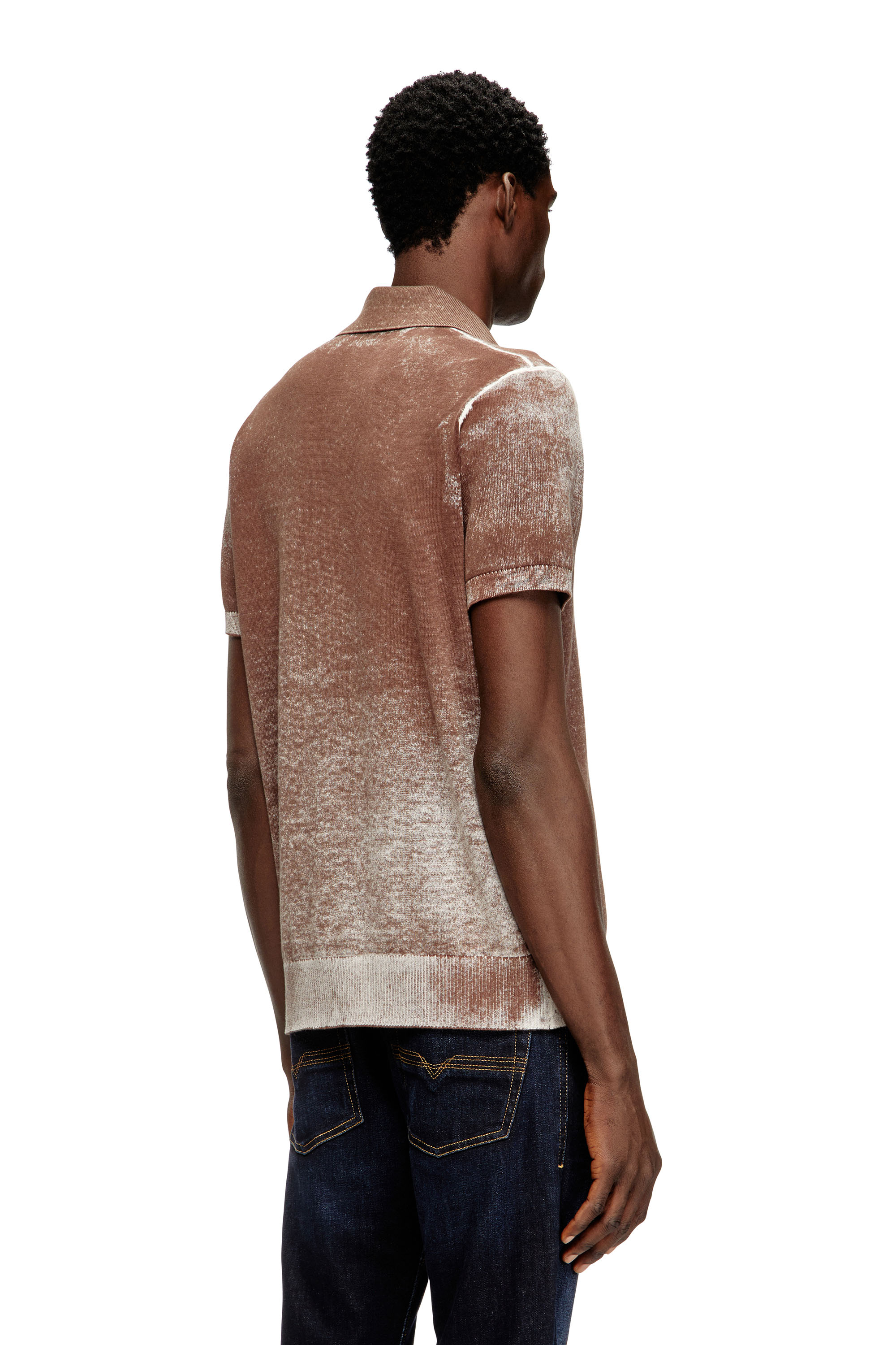 Diesel - K-LAWRIE, Herren Poloshirt aus Strick mit verwaschenem Umkehrdruck in Braun - 4