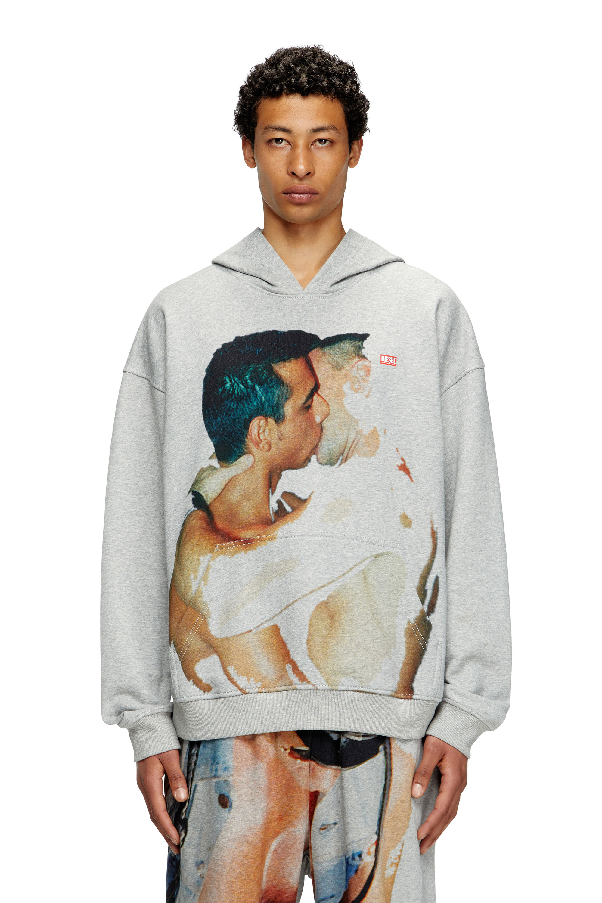 Diesel - PR-S-BOXT-HOOD-TOM25, Unisex Kapuzen-Pullover mit Grafik-Print in Grau - 2