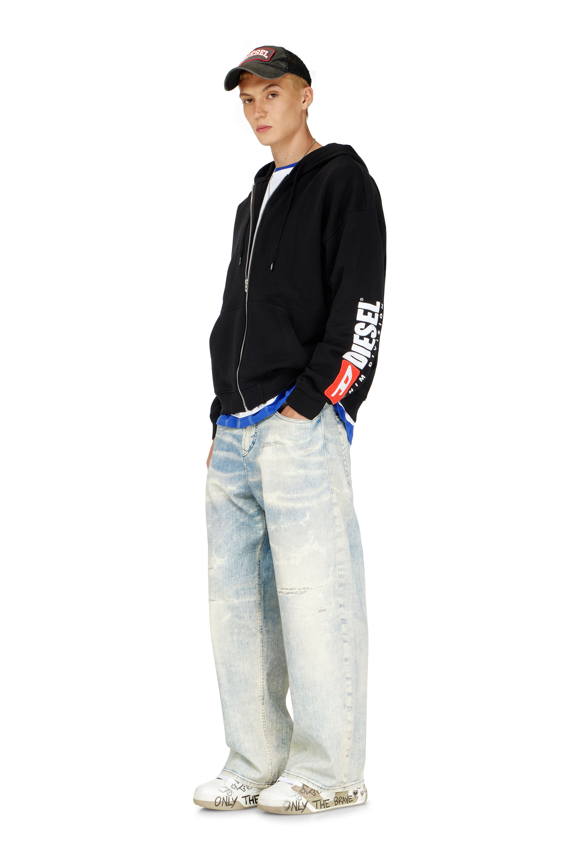 Diesel - S-BOXT-ZIP-HOOD-DIV, Herren Hoodie mit Logo-Patch-Stickerei in Schwarz - 2
