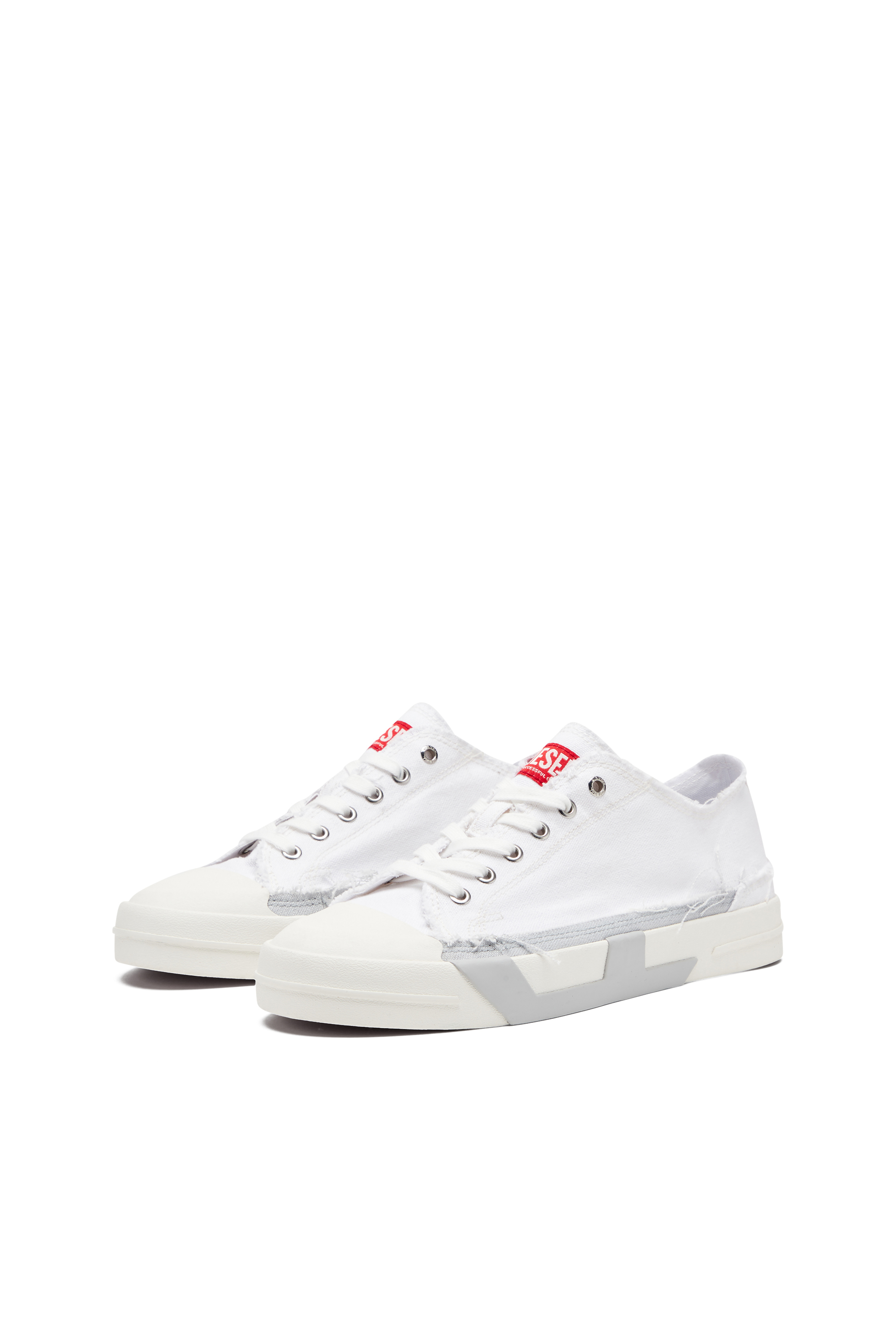 Diesel - S-D-VERSE LOW W, Damen S-D-Verse-Sneakers aus ausgefranstem Canvas in Weiss/Grau - 8