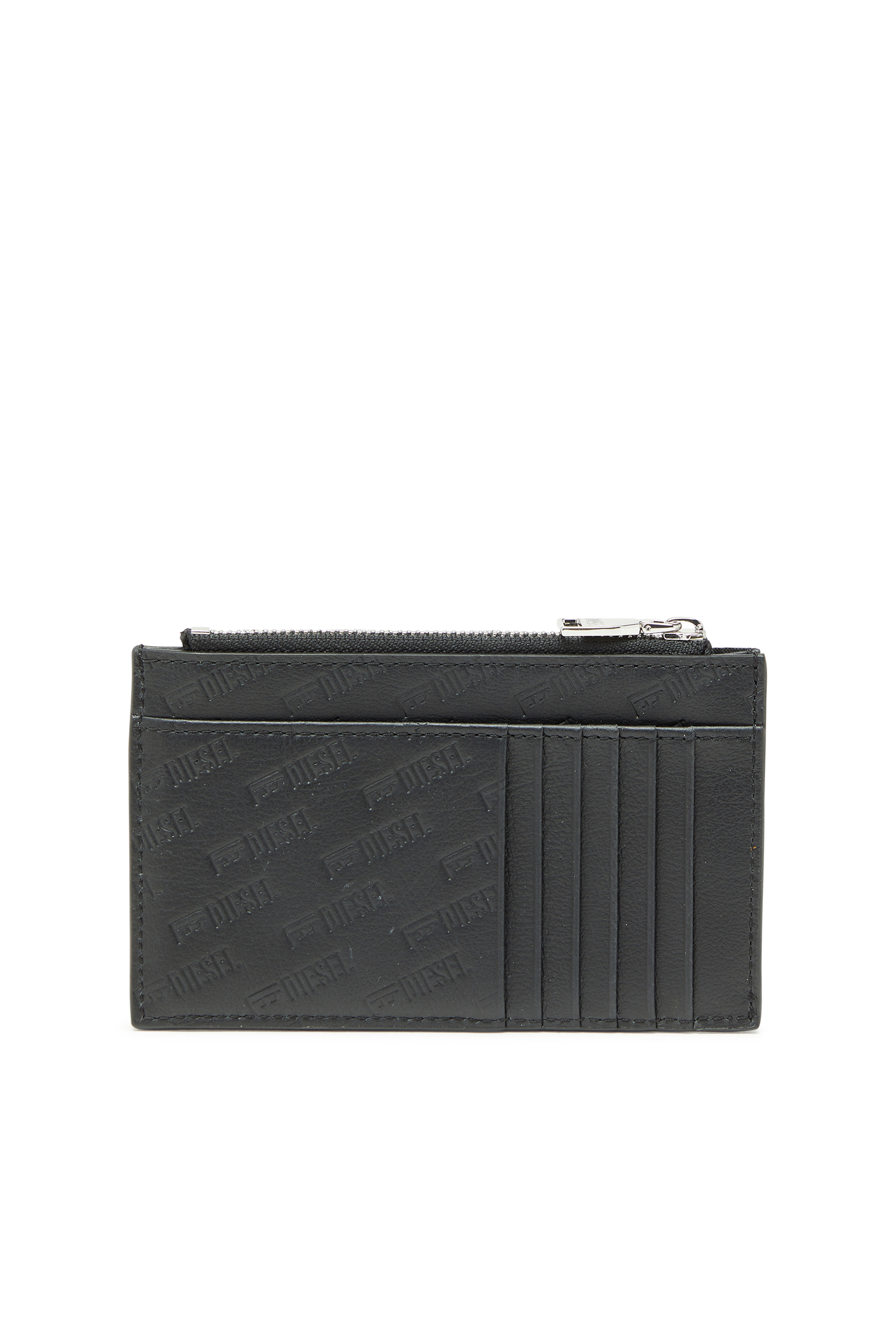 Diesel - MONOGRAM CARD CASE VI, Herren Gepr&auml;gter Kartenhalter aus Leder mit zip-fach in Schwarz - 2