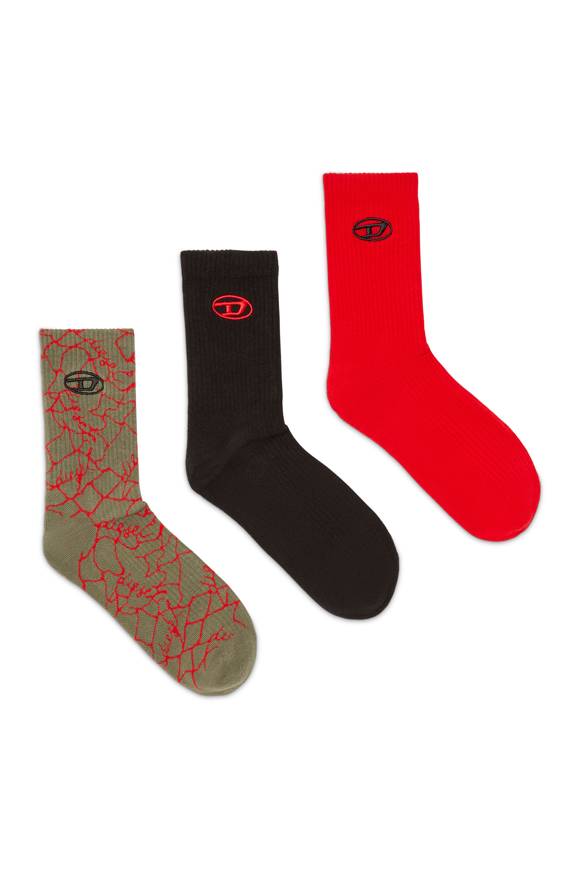 Diesel - SKM-D-TENNIS-CREW-17,5, Herren Socken mit Logo-Detail im Dreierpack in Bunt - 1