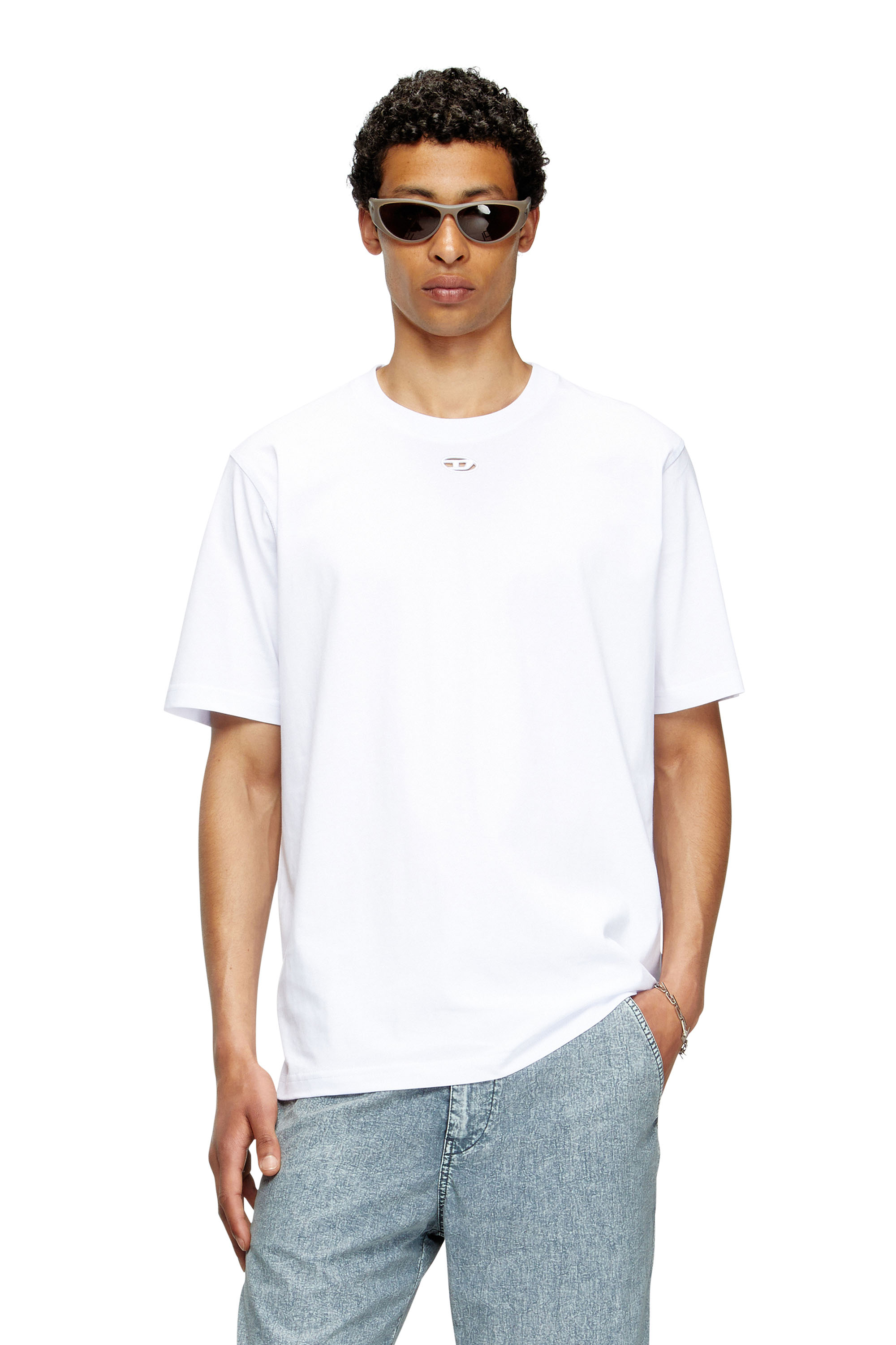 Diesel - T-ADJUST-MAREY, Herren T-Shirt mit Cutout-Oval D in Weiß - 1