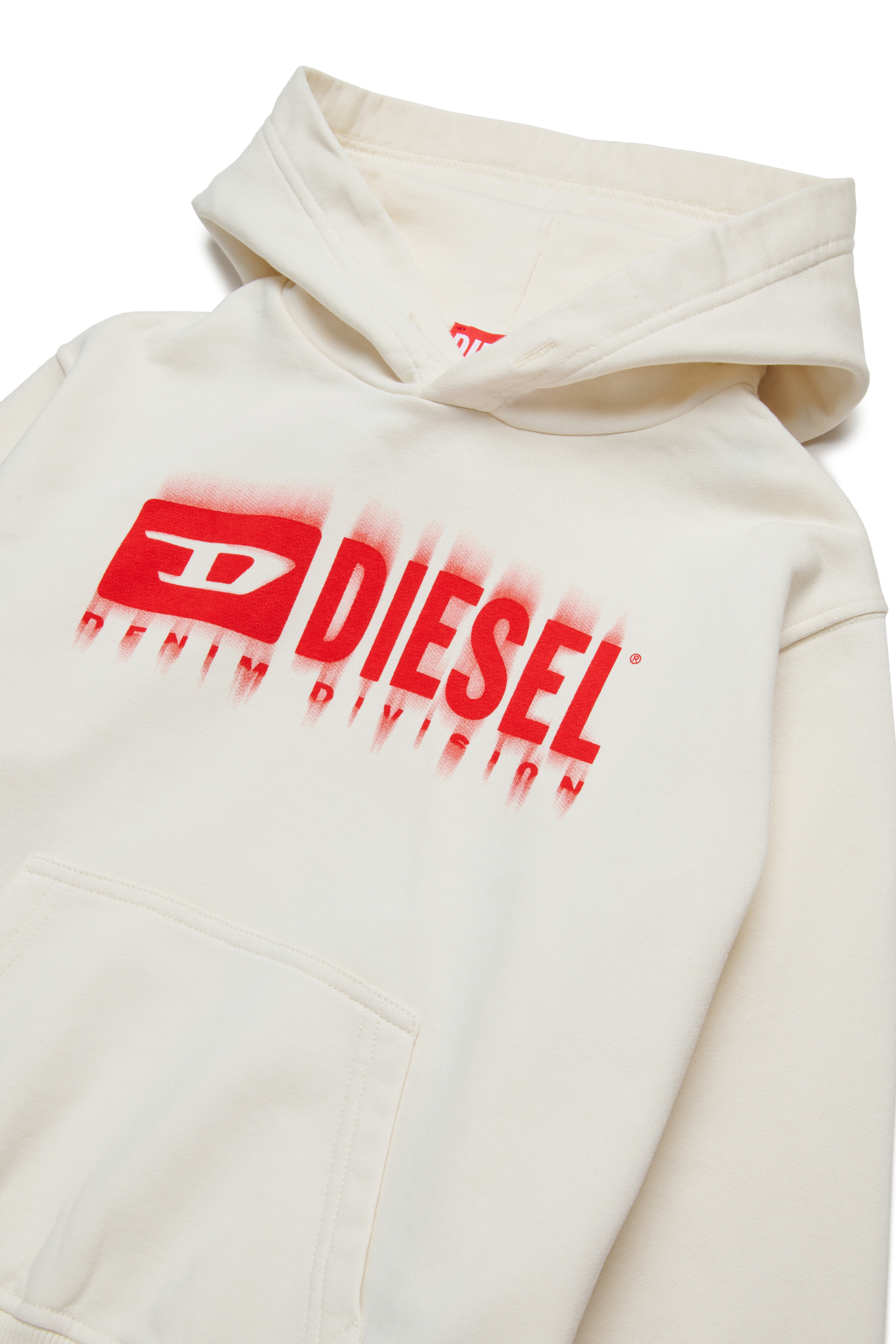 Diesel - SGINNHOODL5 OVER, Herren Hoodie mit verschmiertem Logo in Weiß - 3