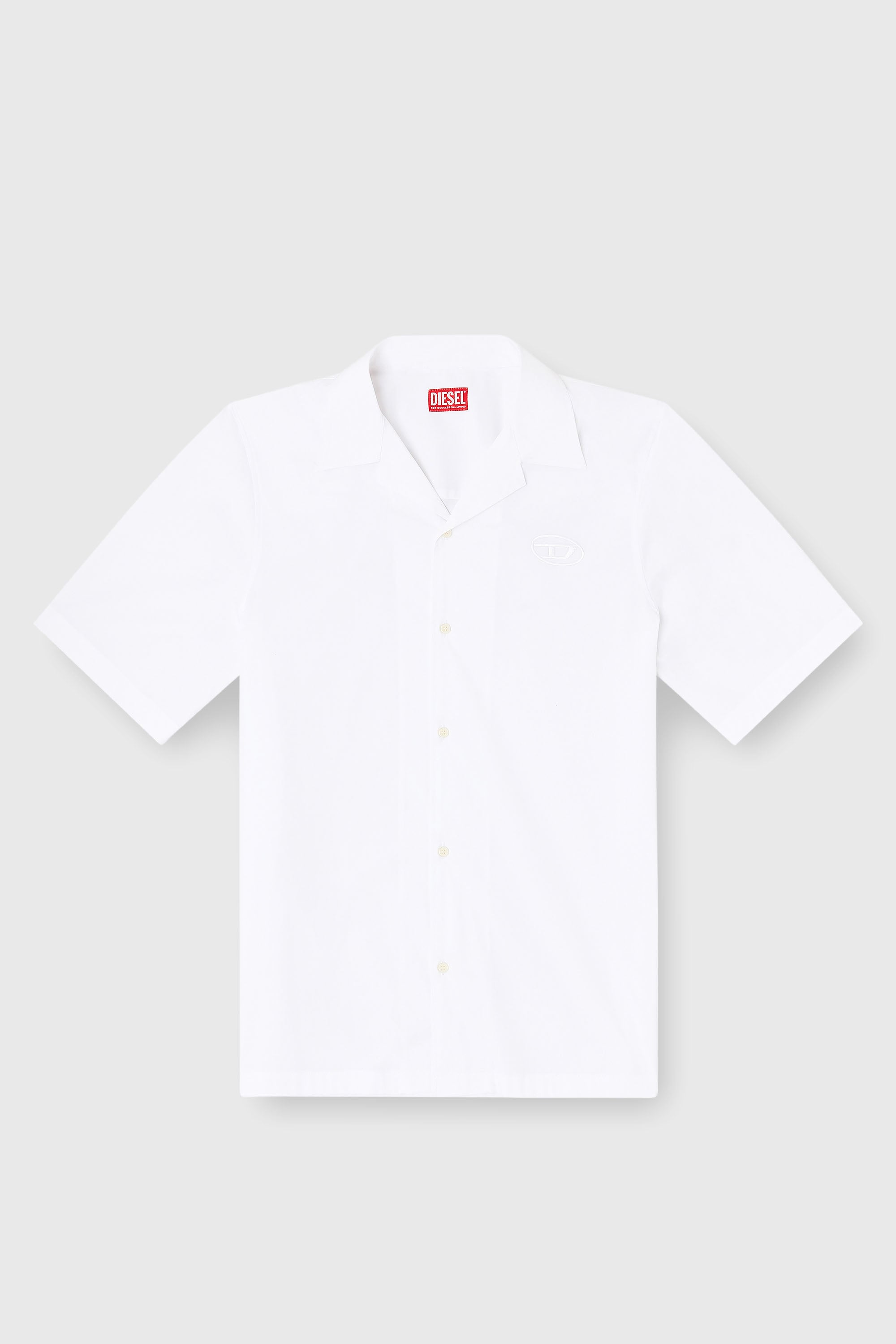 Diesel - S-MAC-GSBH, Man's Stretch poplin shirt with Oval D embroidery in White - 2