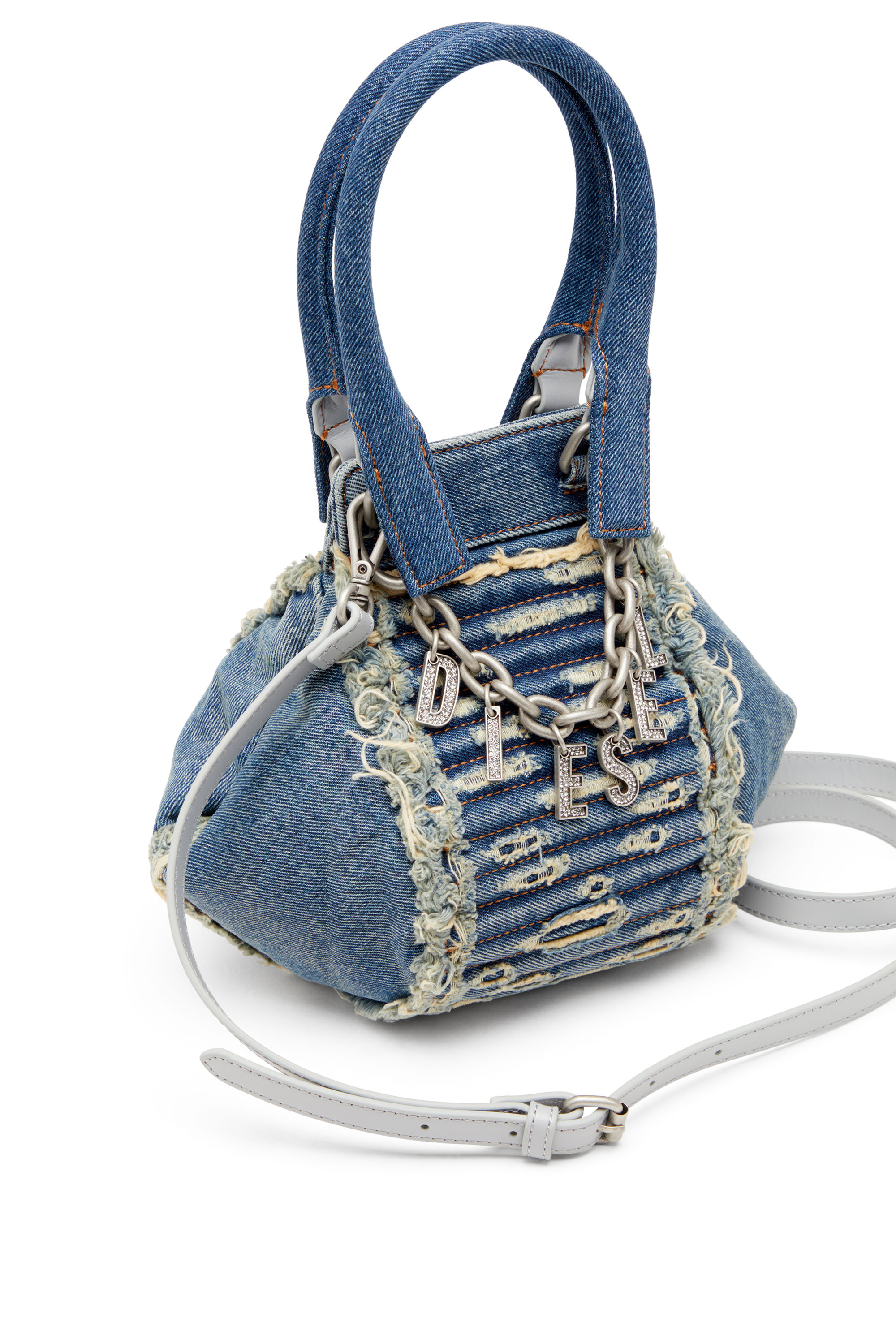 Diesel - D-VINA-XS, Damen D-Vina-Xs-Handtasche aus gestepptem vielgetragenem Denim in Blau - Image 5