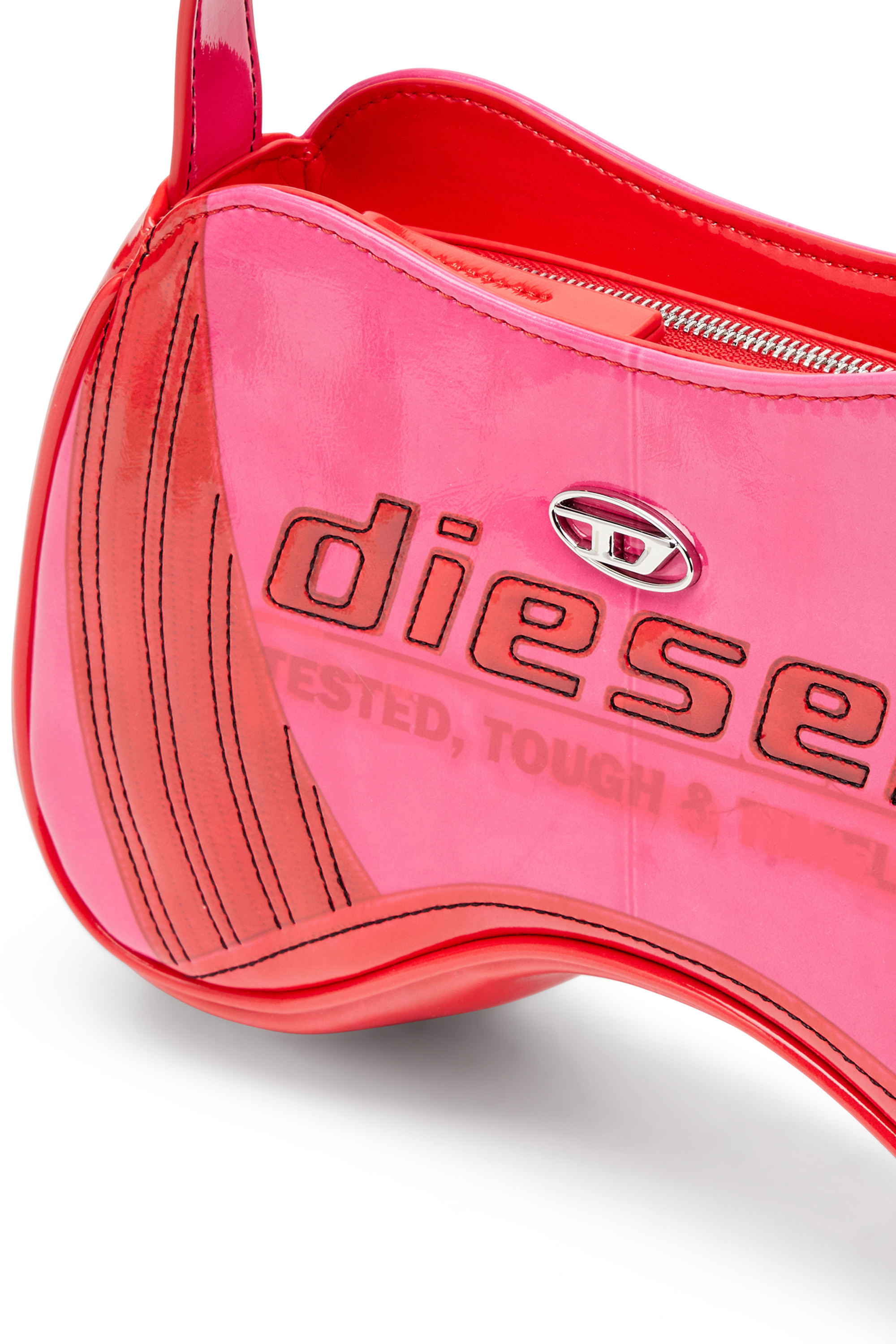 Diesel - PLAY SHOULDER, Damen Play-Glänzende Schultertasche mit Biker-Details in Rosa - 5