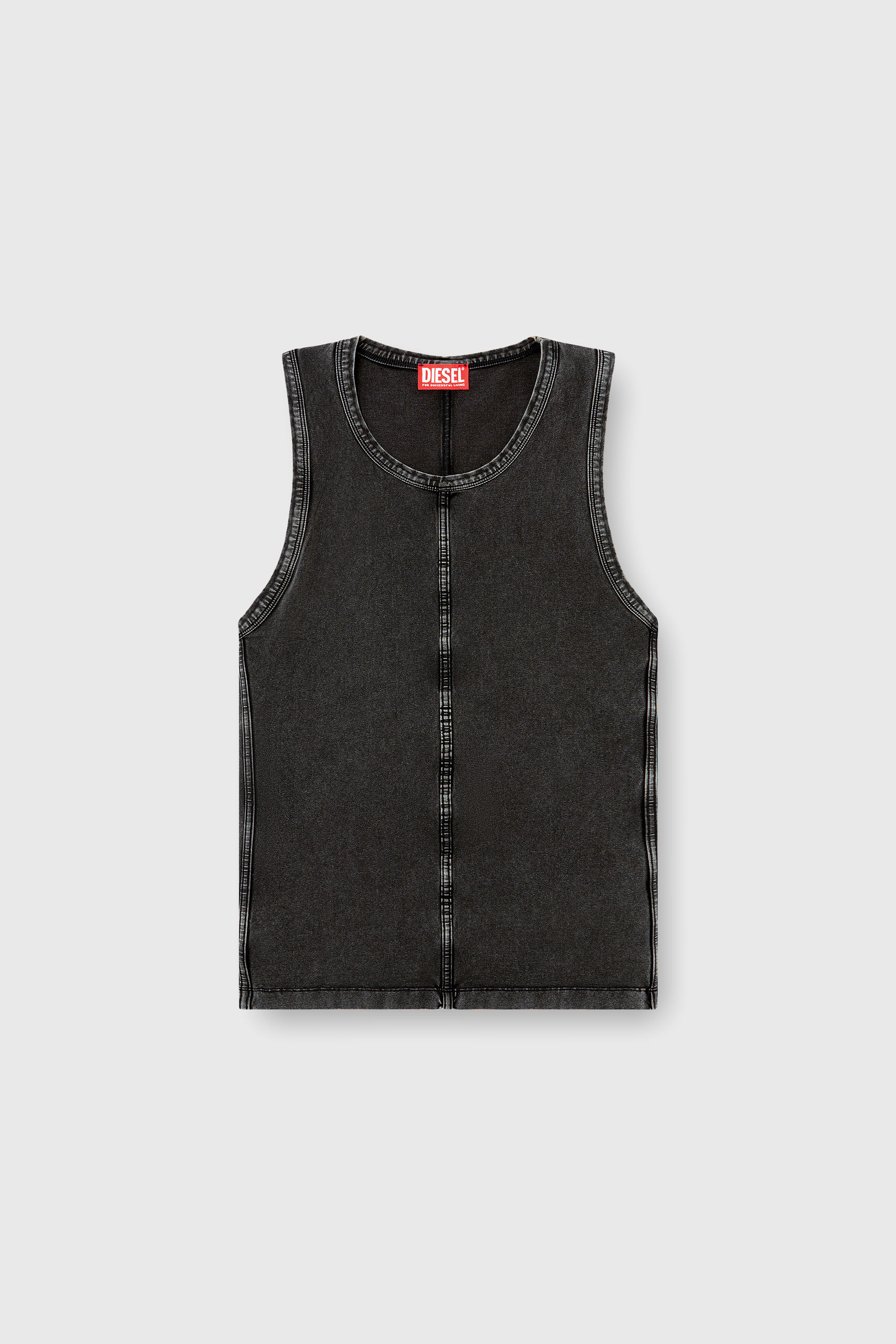 Diesel - T-MELY-SL, Herren Tanktop aus Jersey in Denim-Optik in Schwarz - 2
