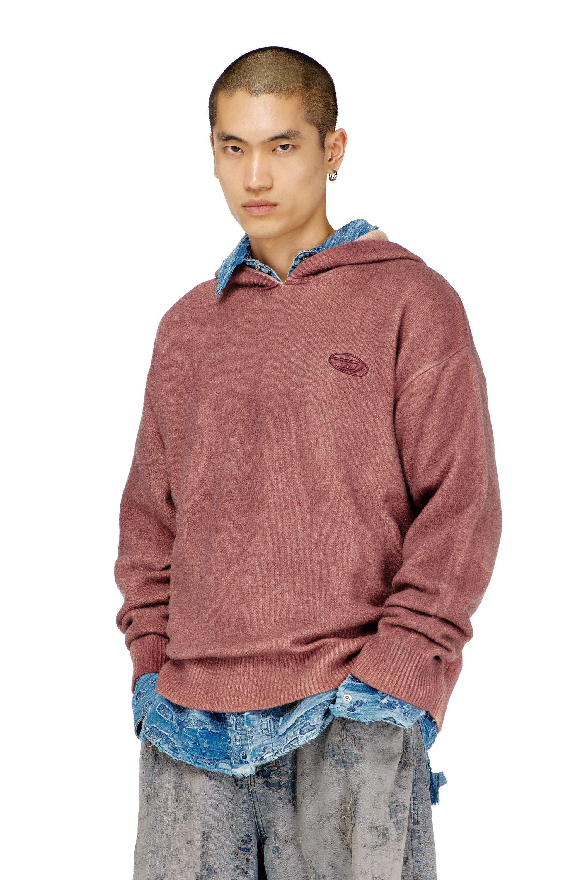 Diesel - K-PICKLED, Herren Doppelt gef&auml;rbtes Hoodie aus Wollmischstrick in null - 1