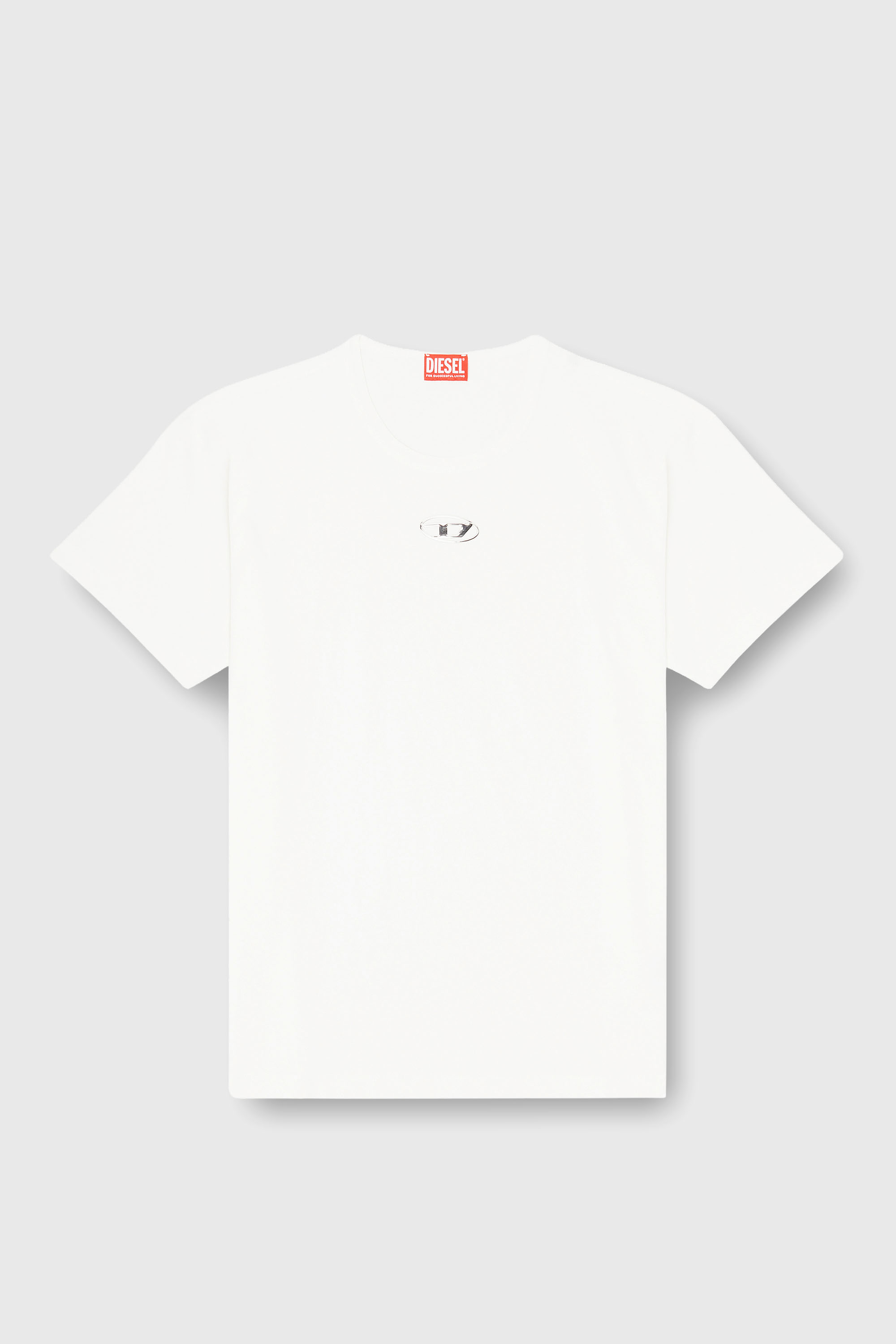 Diesel - T-NORM-IOD, Herren Leichtes Baumwoll-T-Shirt mit metallischem ovalem D-Logo in Wei&szlig; - 2