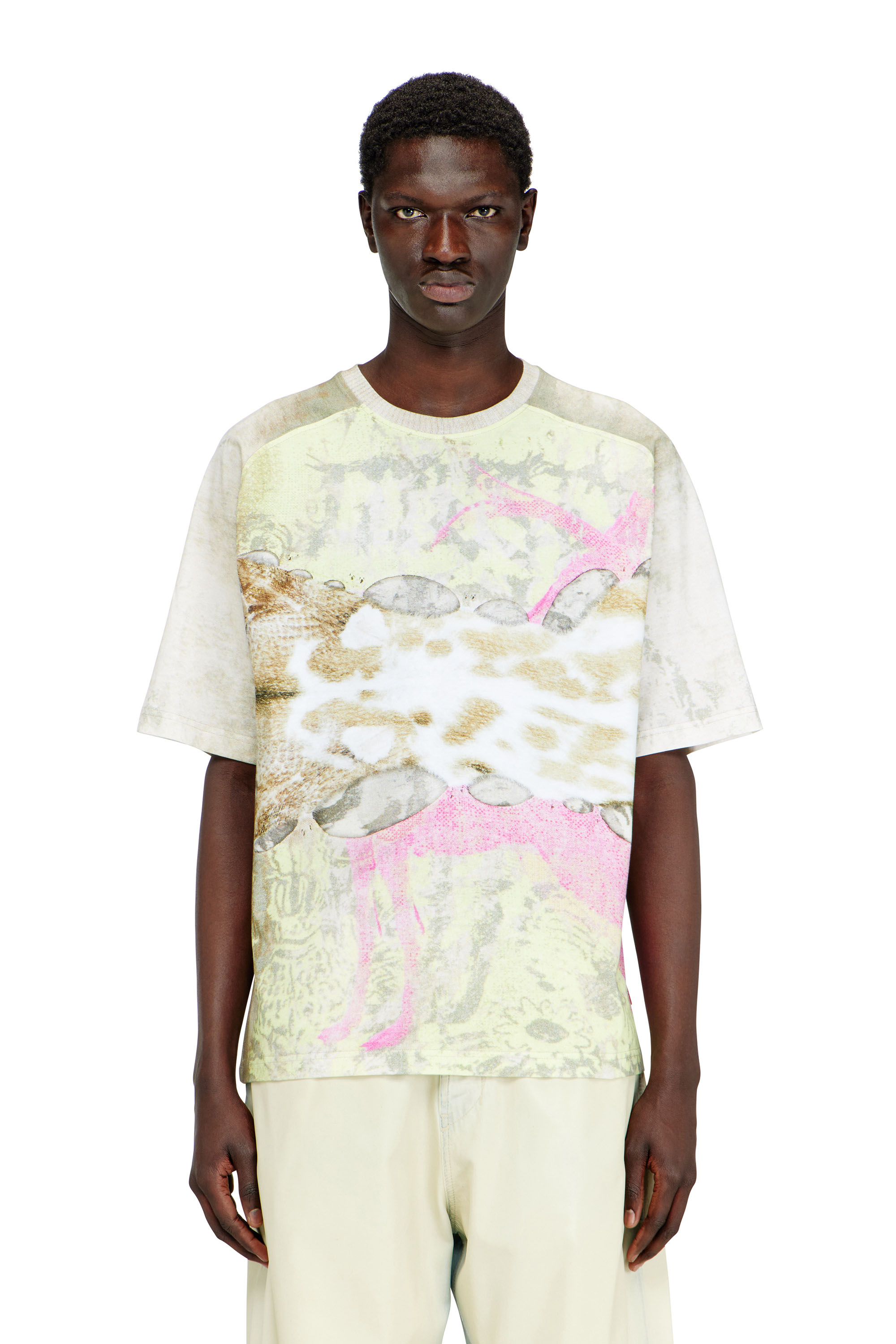 Diesel - T-CLINT, Herren T-Shirt mit Animal-Print in Grau - 1