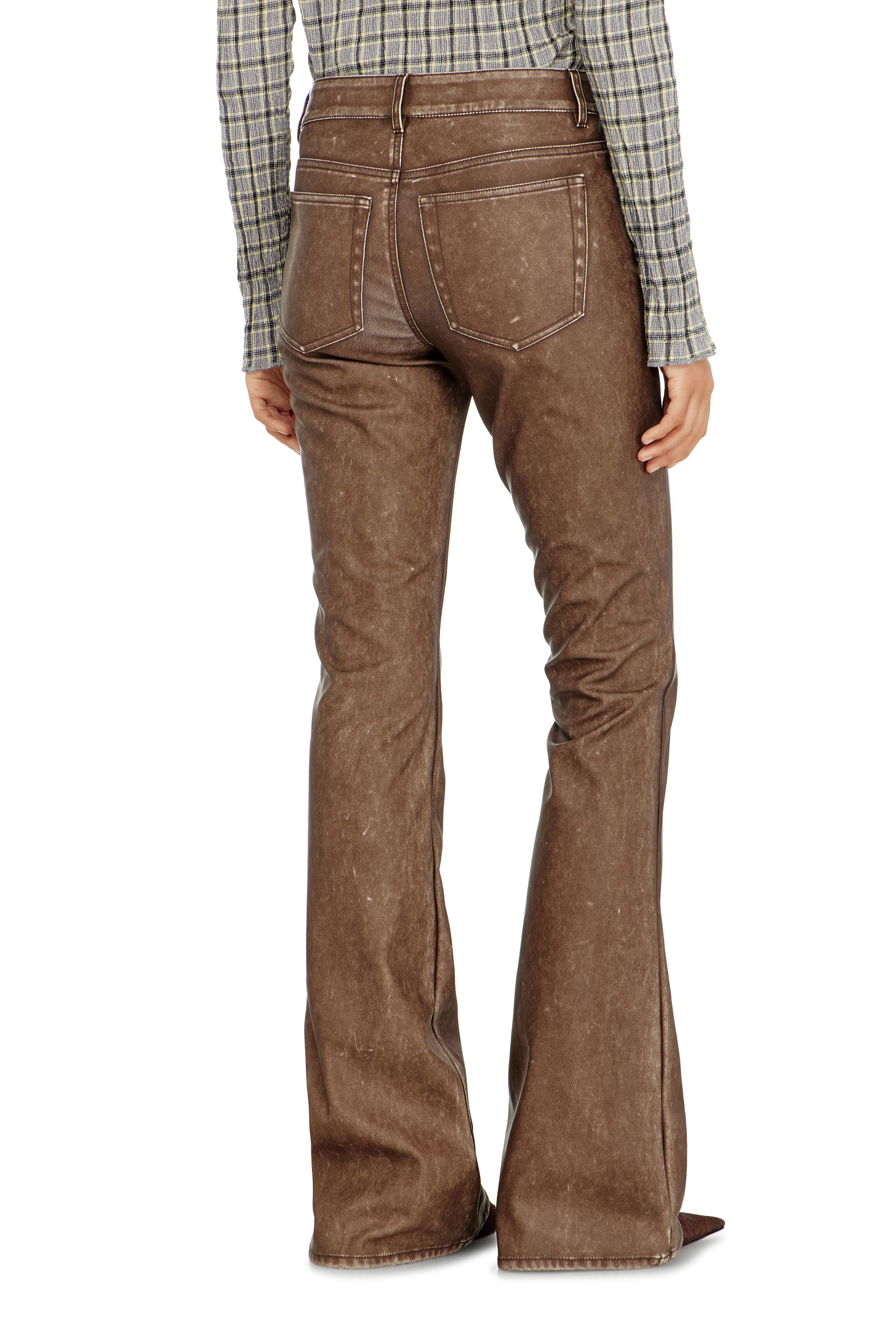 Diesel - P-STELLAR-S1, Damen Bootcut-Hose aus beschichtetem Material in Braun - 3