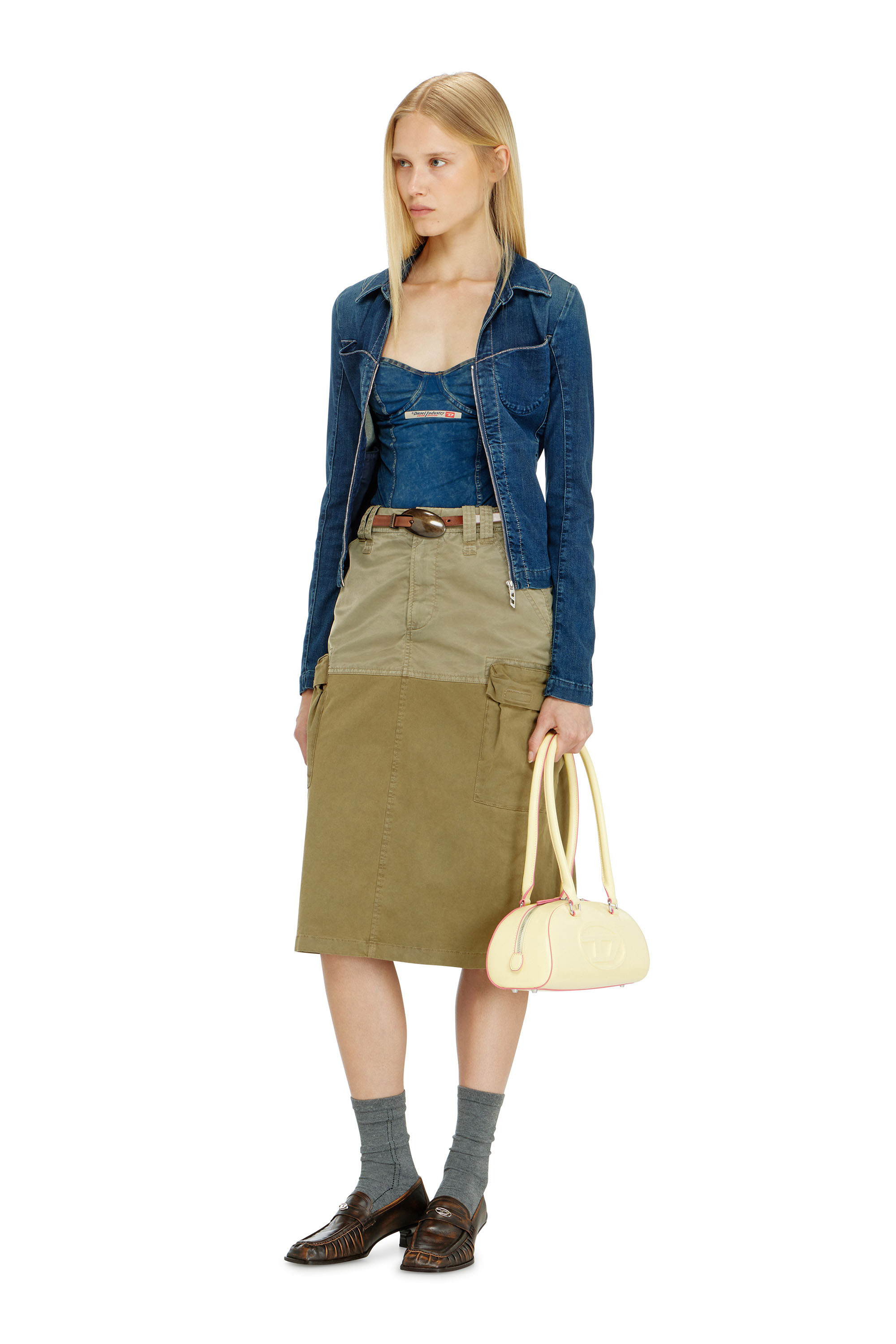 Diesel - O-DELE, Damen Cargo-Midirock aus Baumwolle und Nylon in null - 1