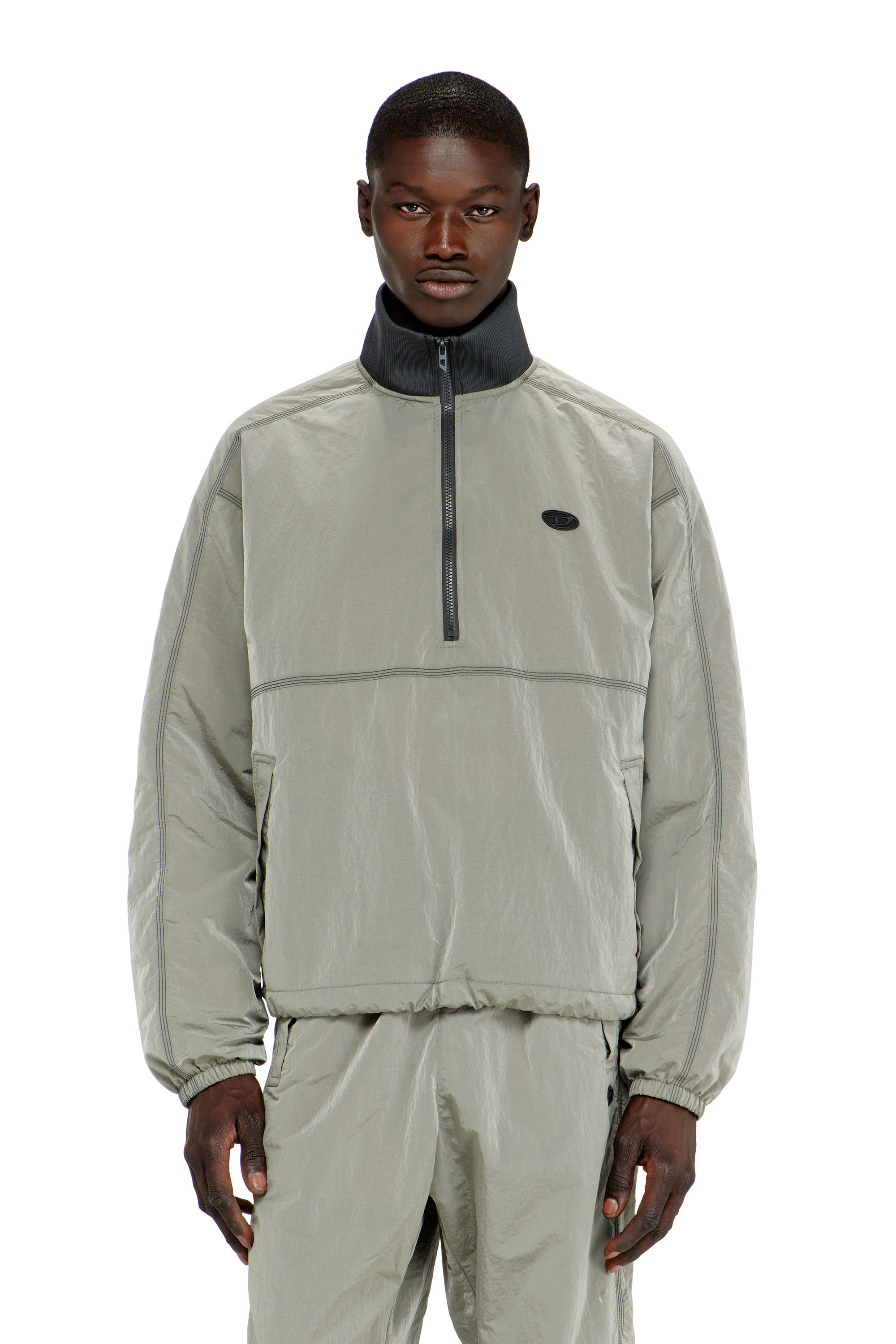 Diesel - J-ANOK, Herren Nylonjacke mit Crinkle-Effekt in Hellgrau - 3