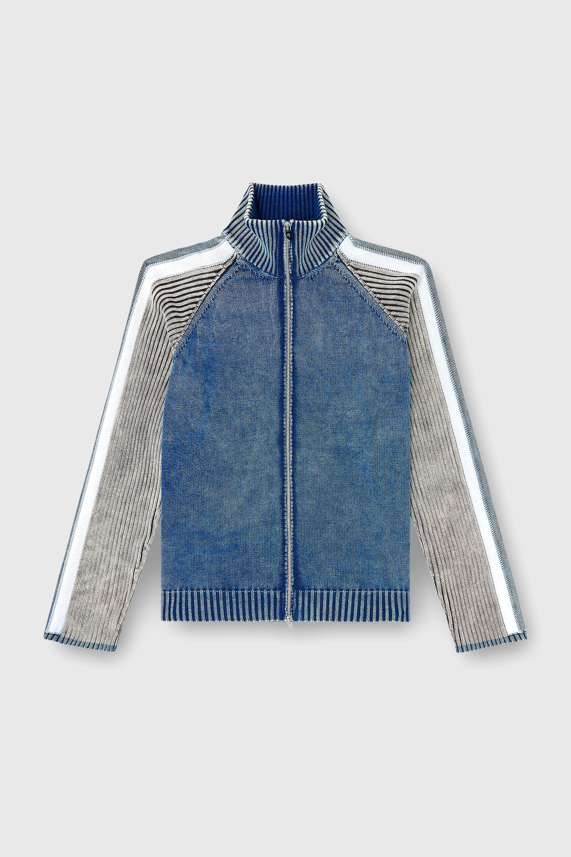 Diesel - K-HERONIMO, Herren Rei&szlig;verschluss-Cardigan mit sportlichen Streifen in Blau/Grau - 2