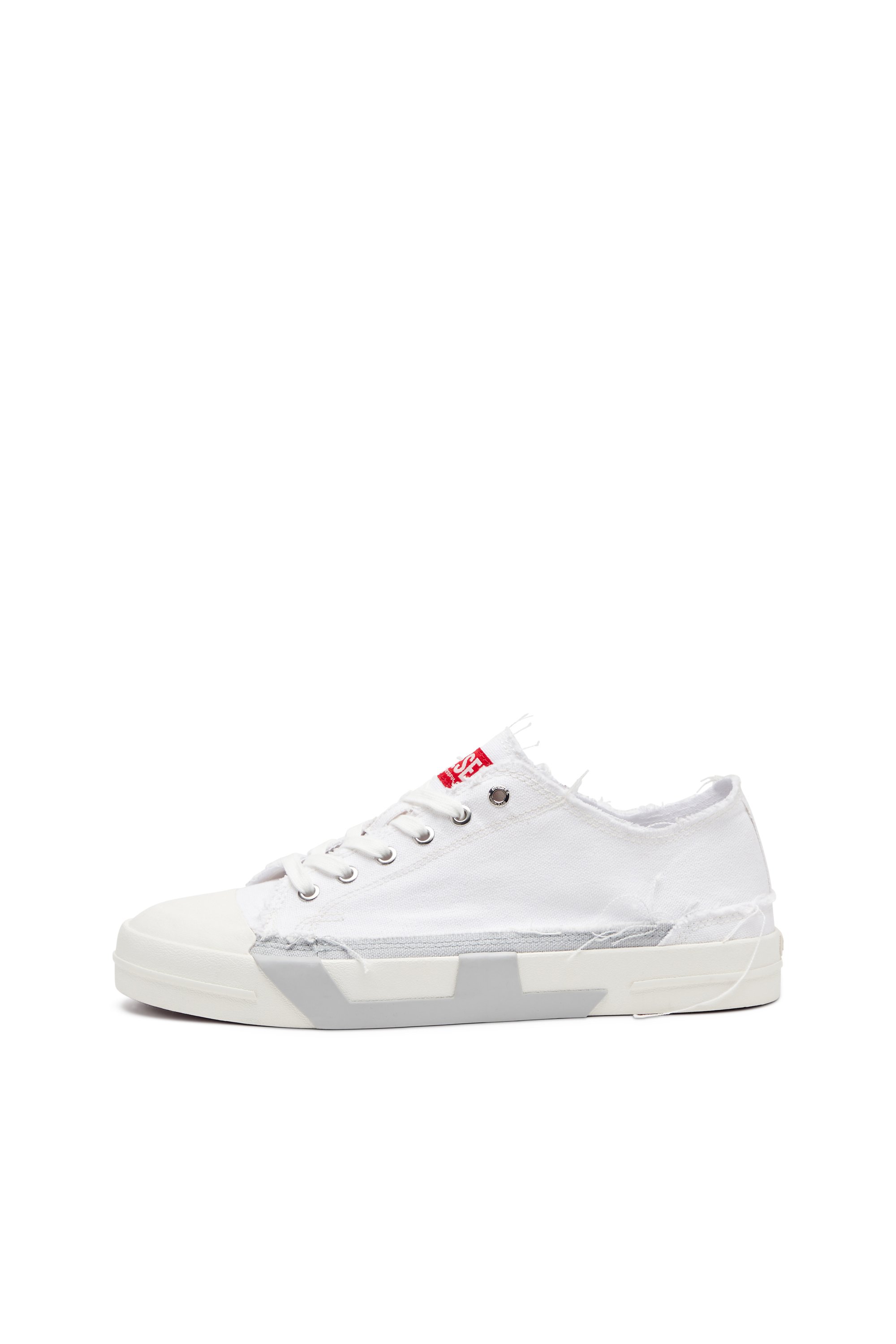 Diesel - S-D-VERSE LOW W, Damen S-D-Verse-Sneakers aus ausgefranstem Canvas in Weiss/Grau - 7