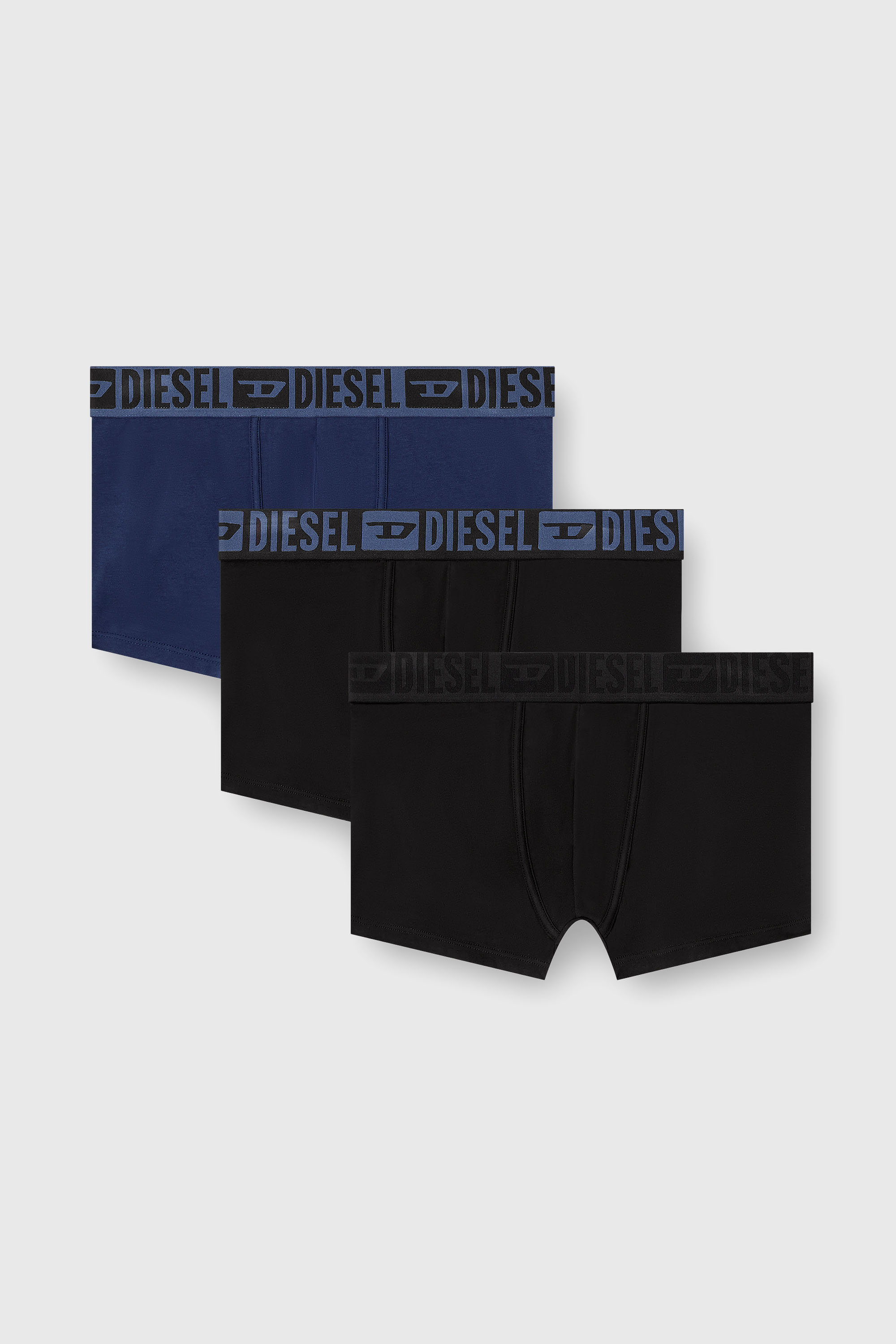Diesel - MIKE-D-CORE-3PACK, Man's Three-pack of stretch cotton boxer briefs with tonal waistband in Blue/Black - 1