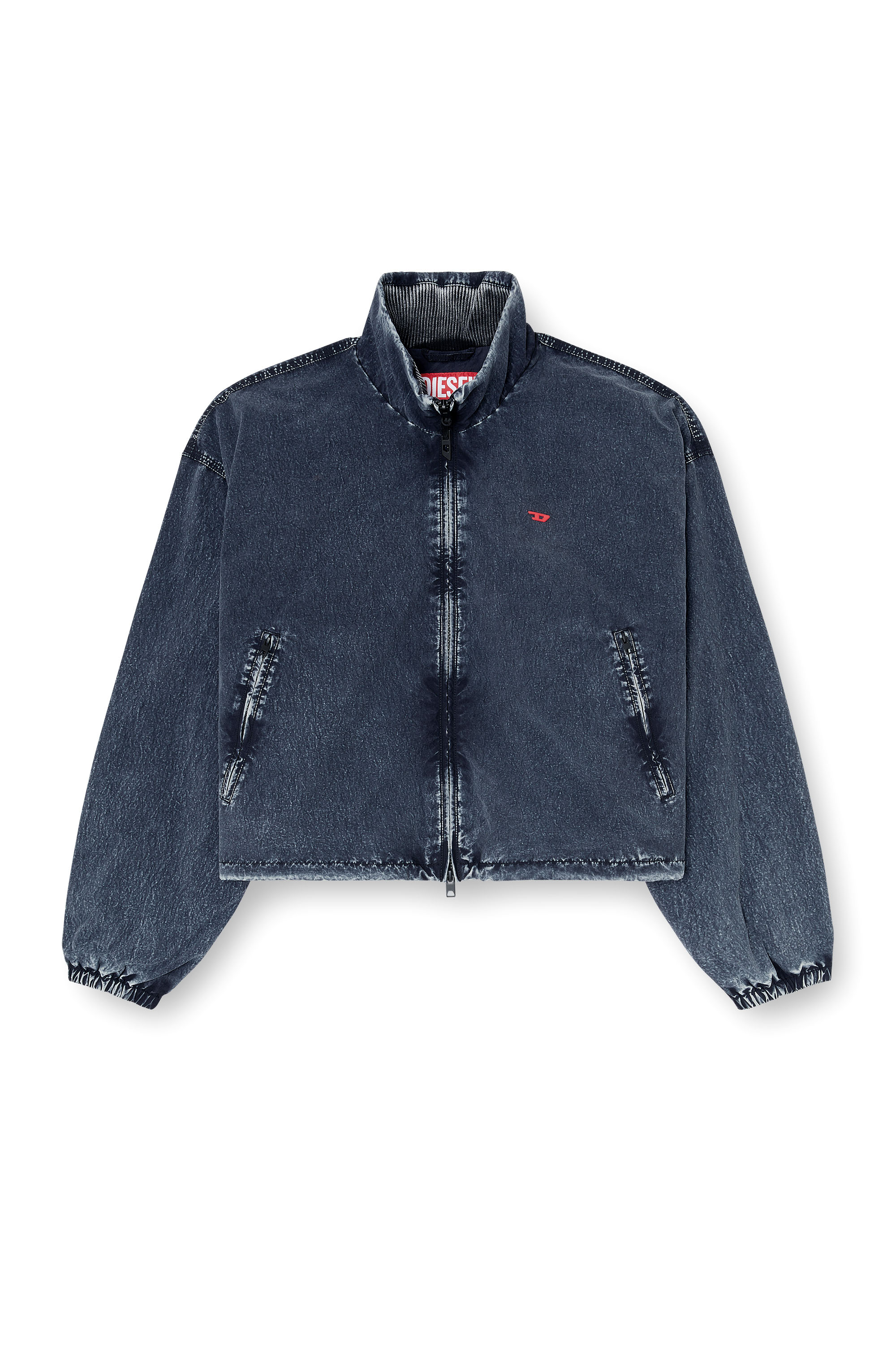 Diesel - G-LEAMER, Damen Windbreaker-Jacke aus acid-wash taslan in Dunkelblau - 3