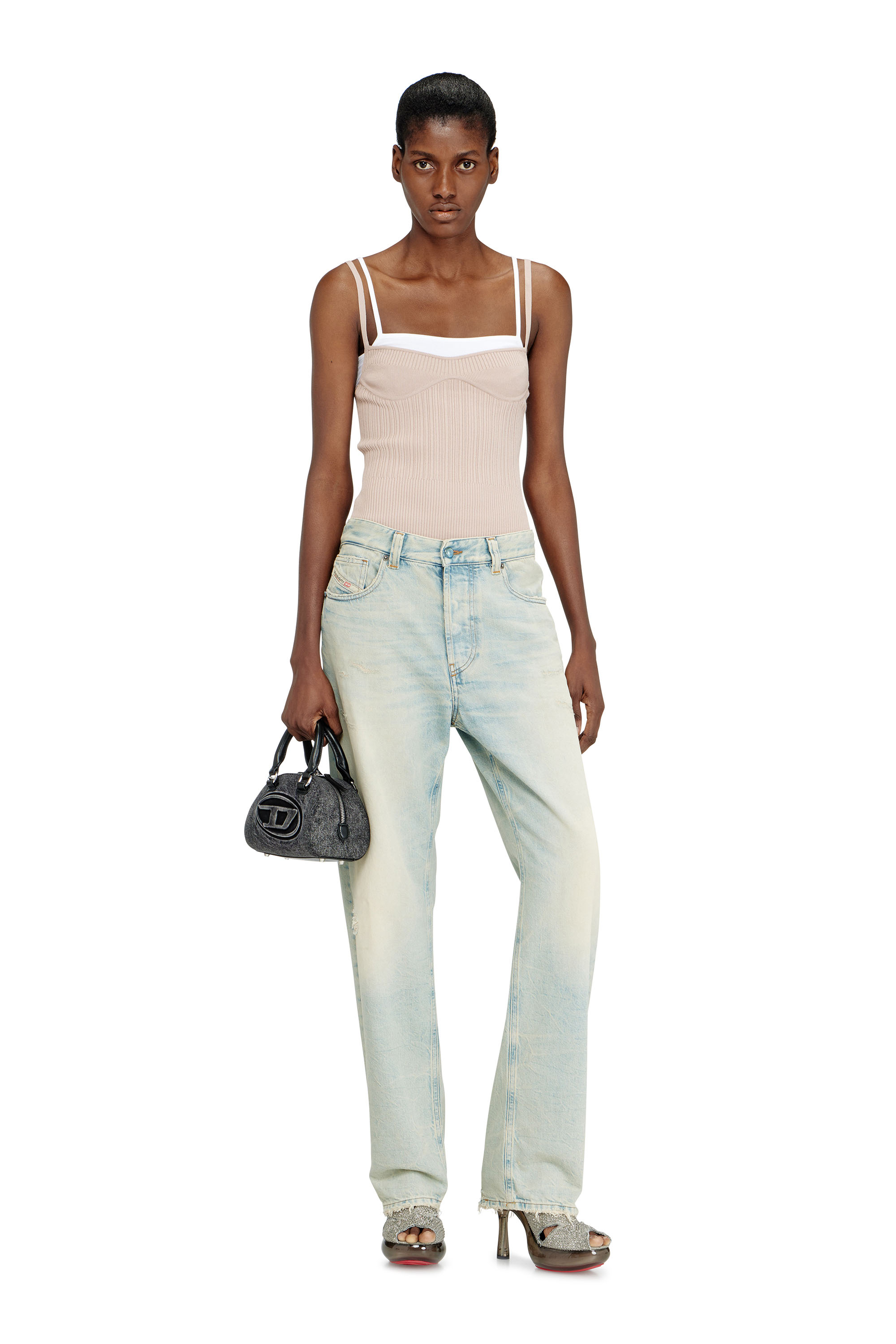 Diesel - M-ZARRINA, Damen Gestricktes Camisole-Top mit Lagenoptik in Rosa - 2