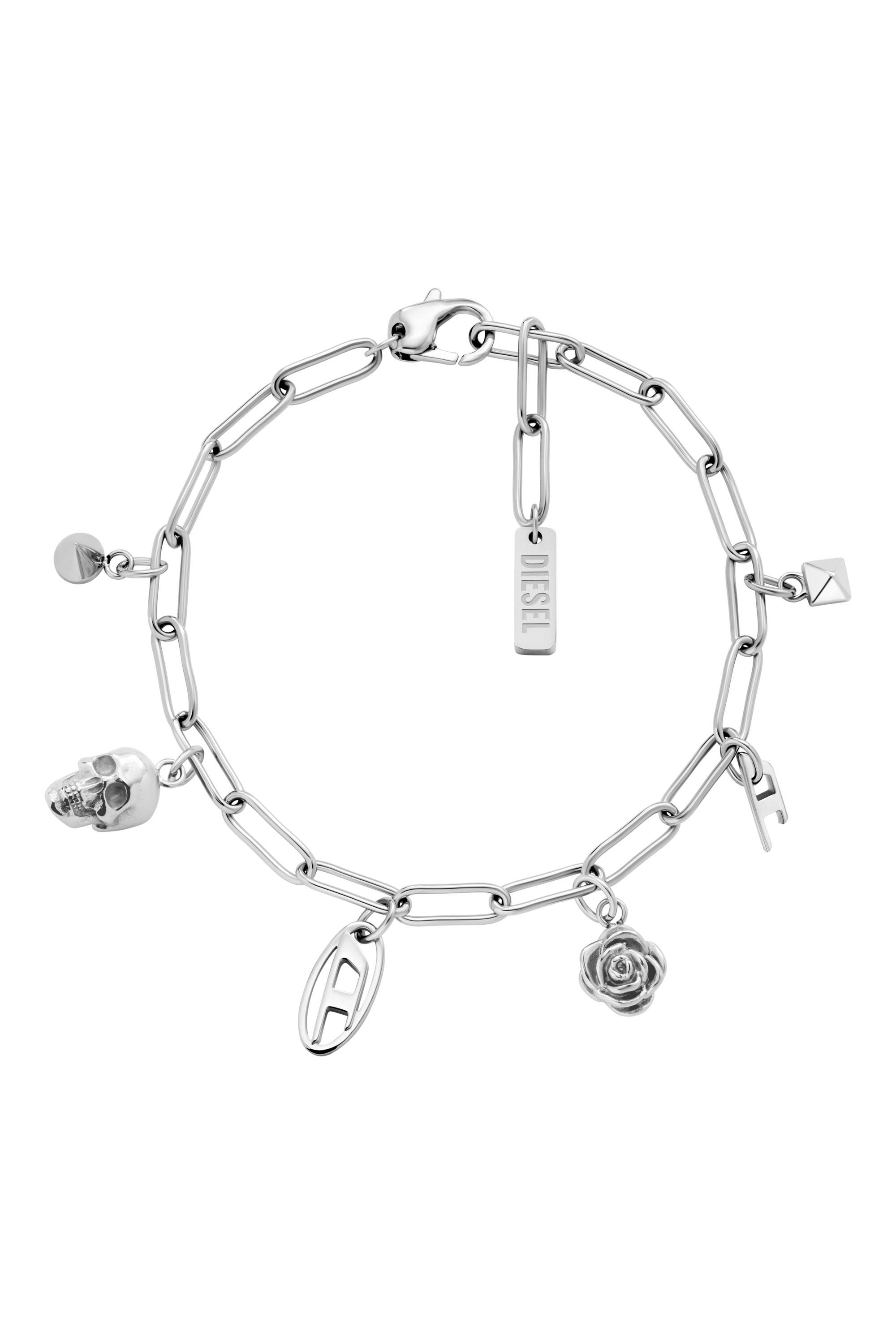 Diesel - DX1604040, Unisex Charm-Armband aus Edelstahl in Silber - 1