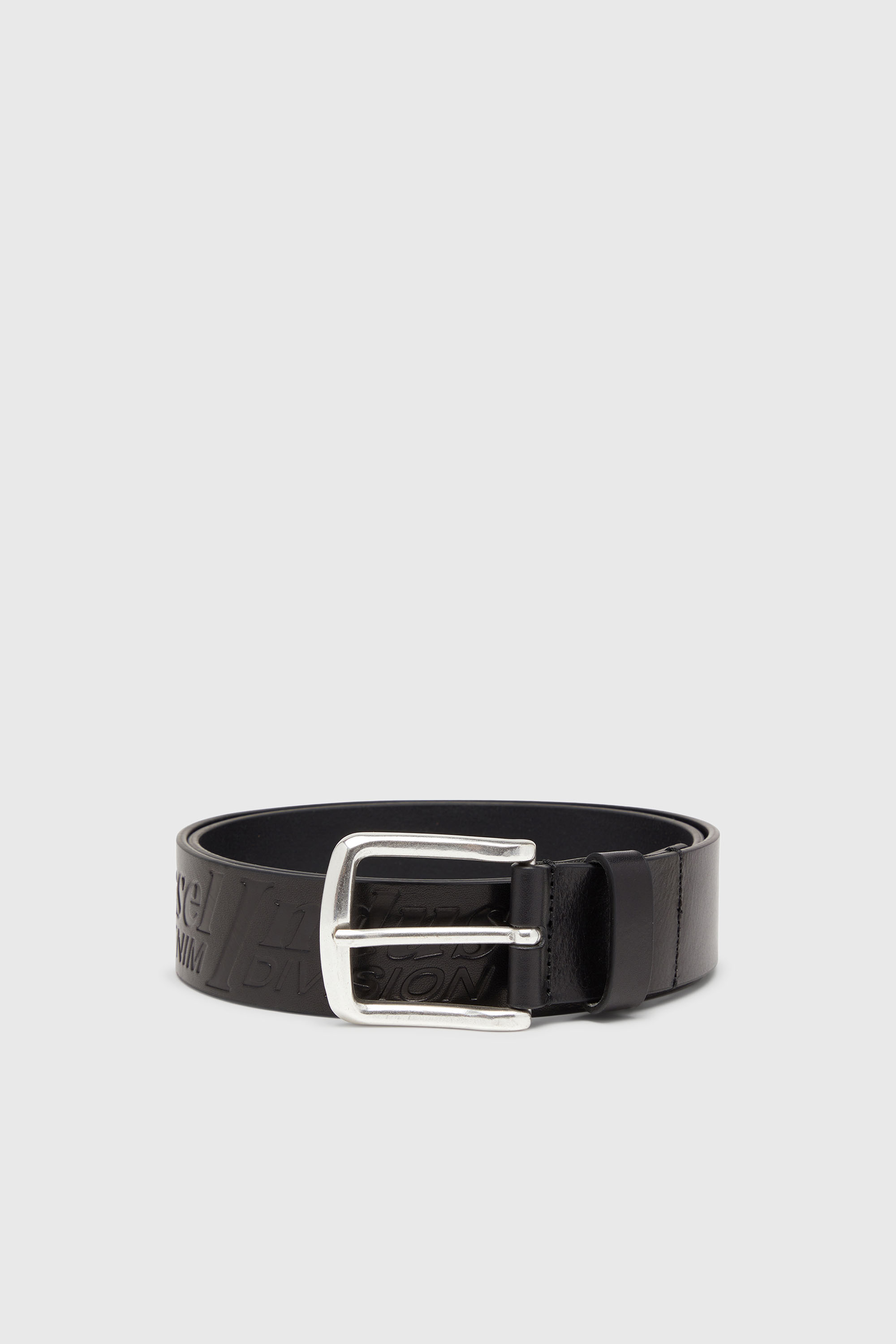Diesel - B-FLAG-D EMBOSSED, Herren 4 cm Lederg&uuml;rtel mit eingepr&auml;gtem Logo in Schwarz - 1