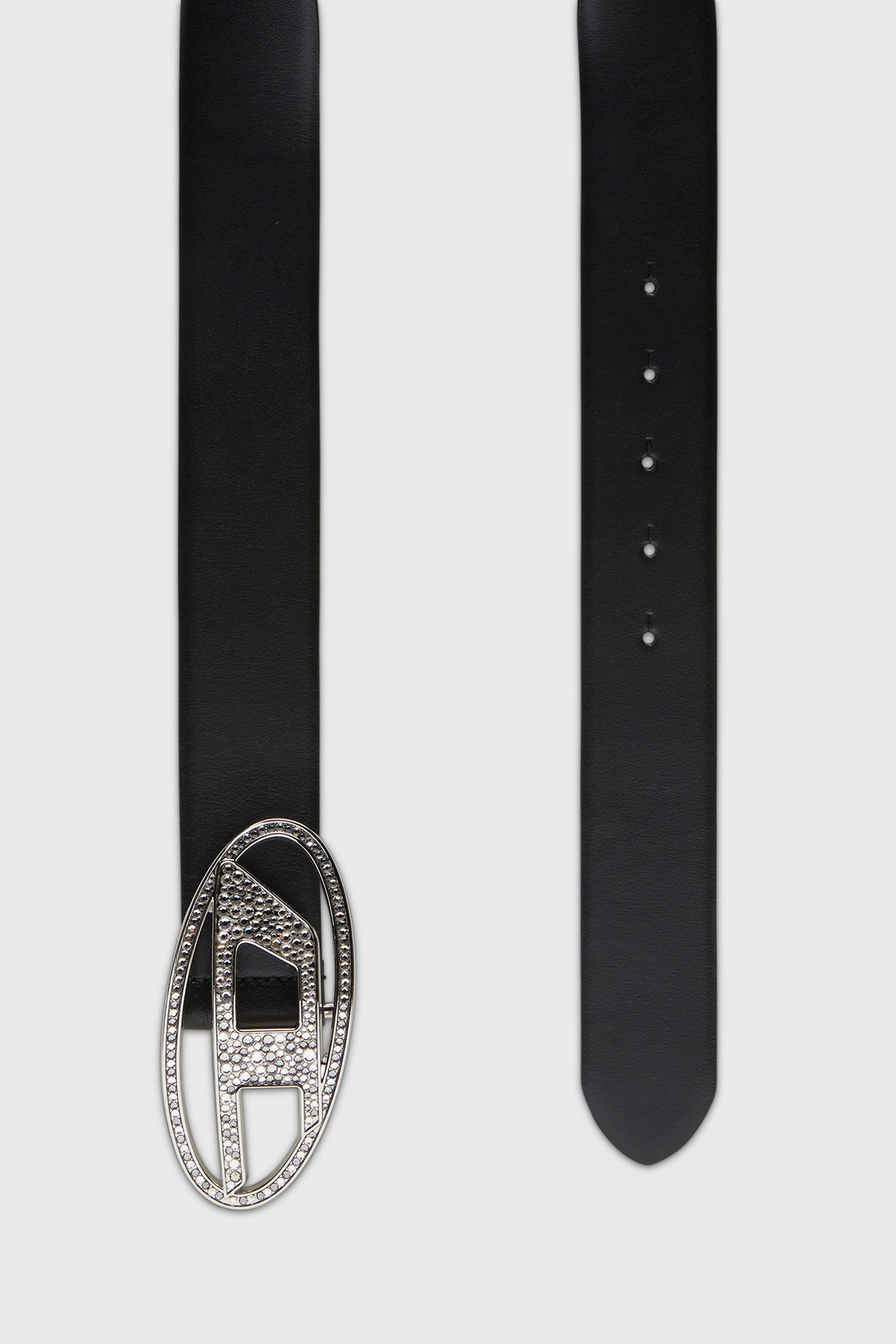Diesel - B-1DR STRASS, Damen 4cm G&uuml;rtel aus Leder mit Kristall-Schnalle in Schwarz - 2