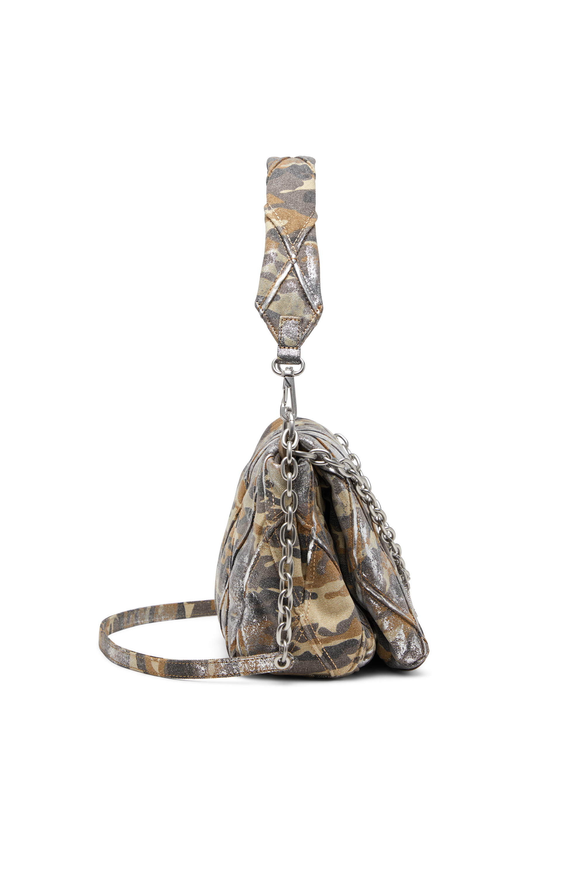 Diesel - CHARM-D SHOULDER M, Damen Charm-D M-Schultertasche aus Canvas in Metallic-Camo-Optik in Bunt/Braun - 3