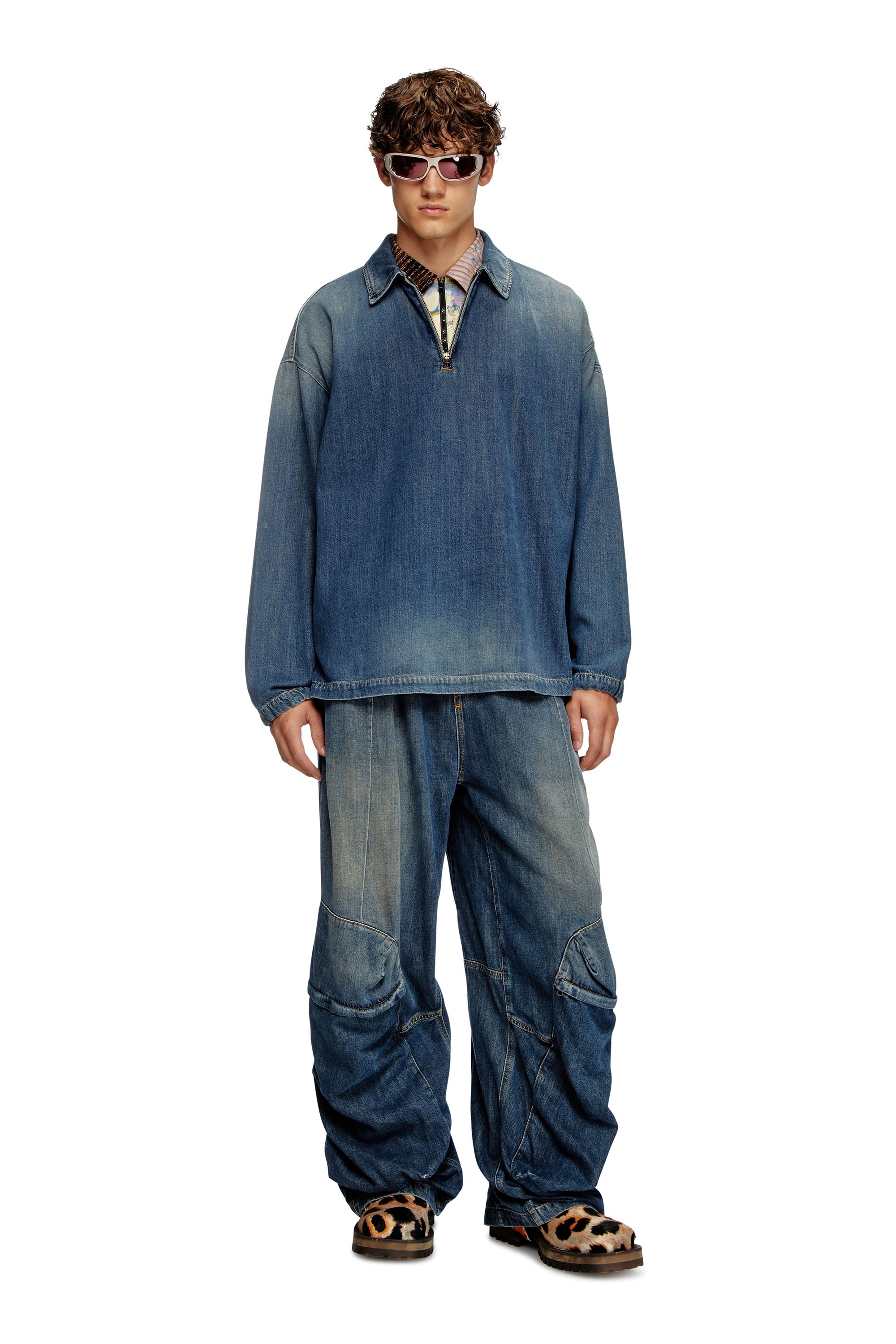 Diesel - D-BRADDY-FSF, Herren Pull-on-Hemd aus leichtem Utility-Denim in Mittelblau - 4