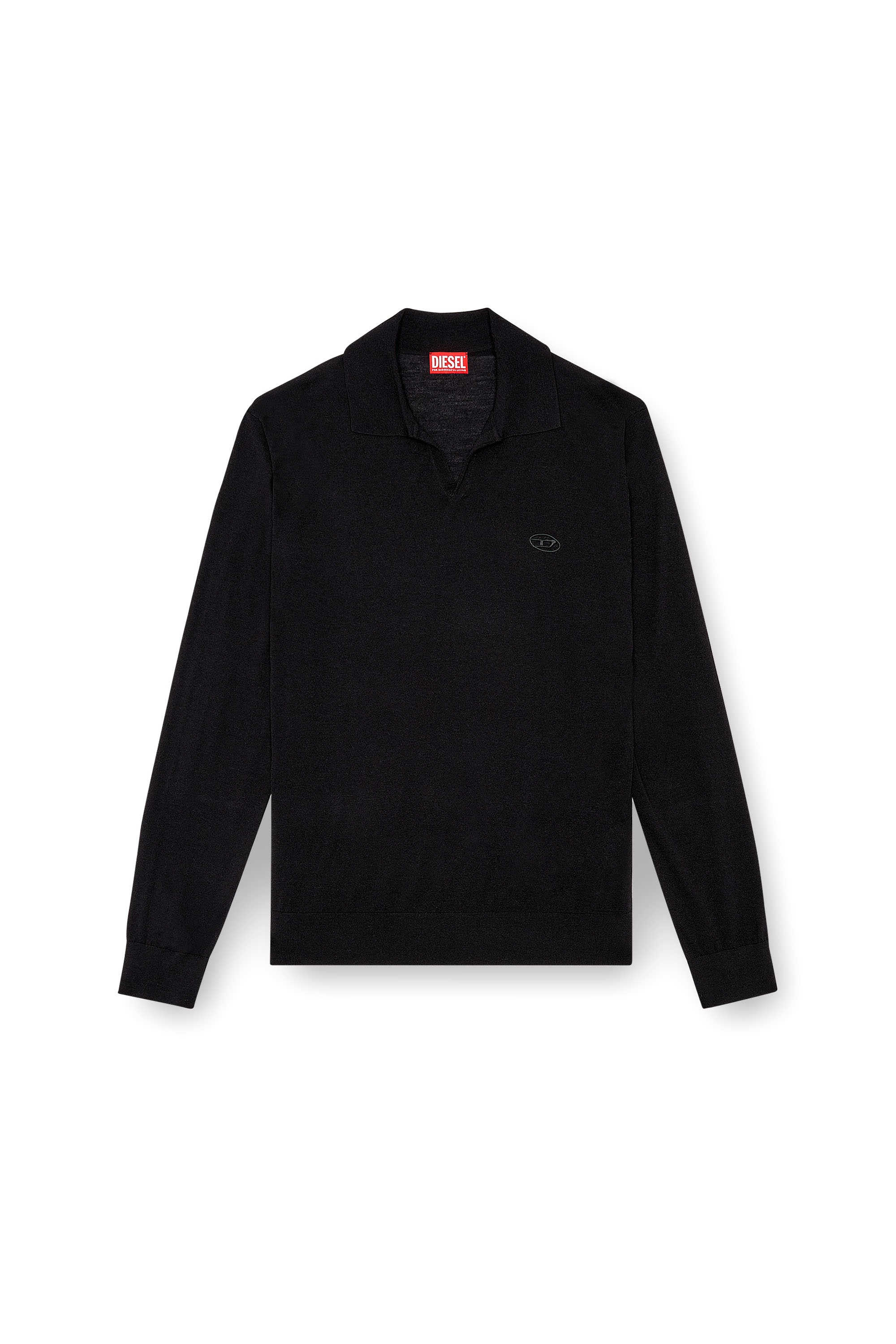 Diesel - K-GLARE, Herren Pullover aus Wolle mit Polokragen in Schwarz - 3