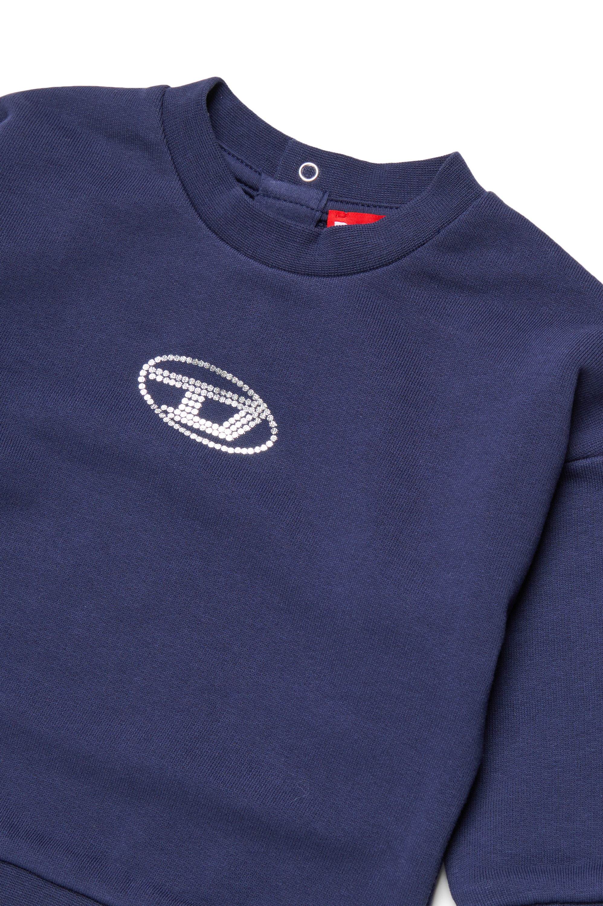 Diesel - STILTYB, Damen Sweatshirt mit Oval D-Logo aus Kristallsteinen in Blau - Image 3