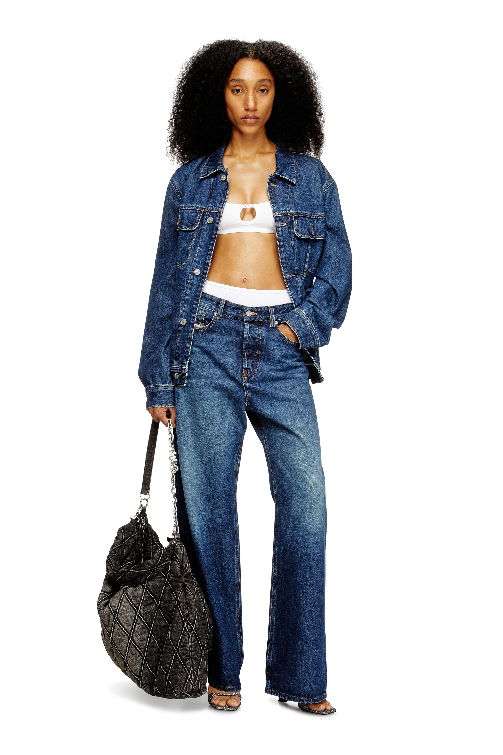 Diesel - FLORENCE-DNM, Damen Soft-BH aus gerippter Baumwolle mit ovalem Schmuck-D in Wei&szlig; - 4