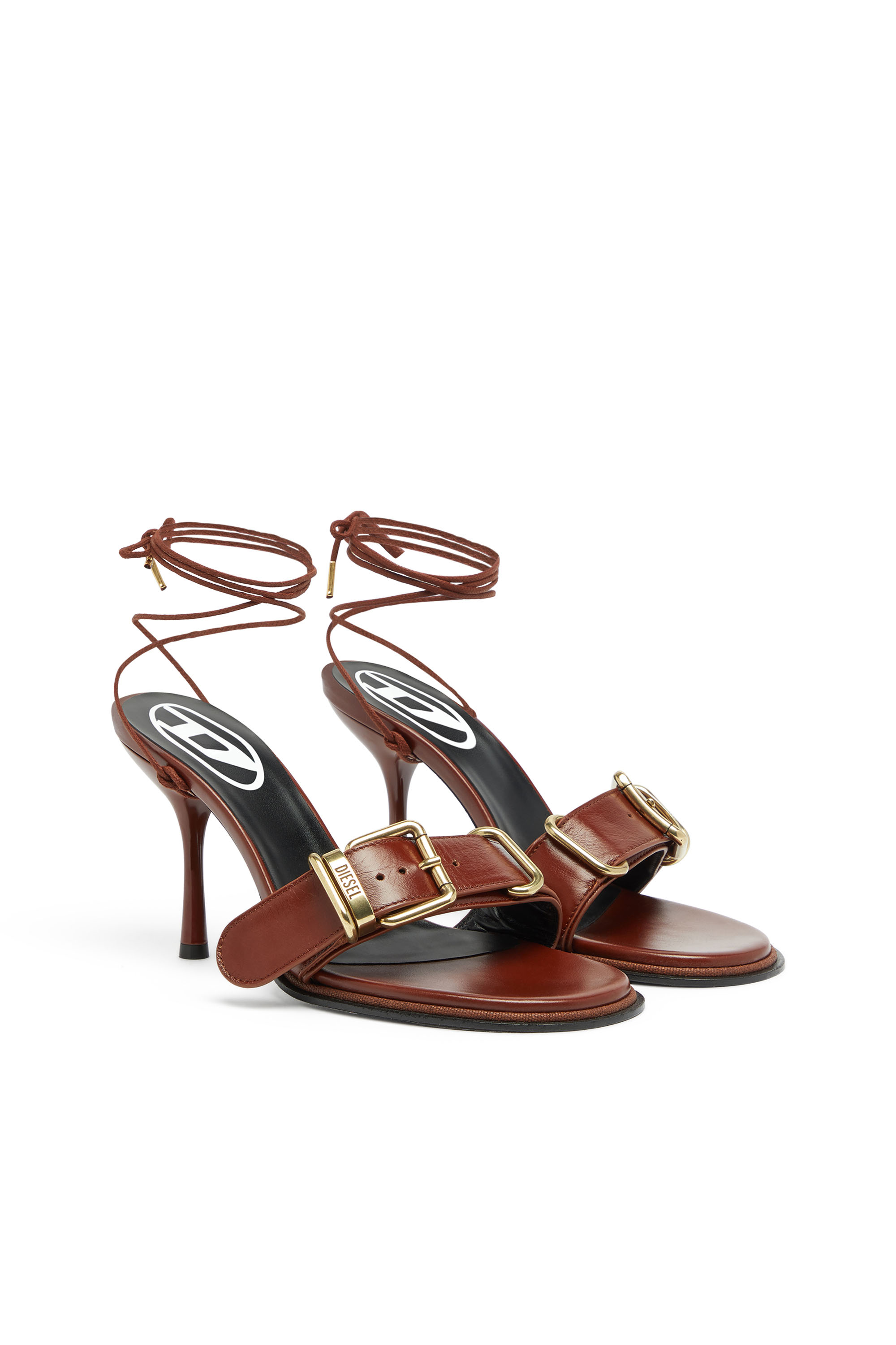 Diesel - D-COCCO-90-SA, Damen D-Cocco-Sandalen mit Kn&ouml;chelriemen aus Leder in Braun - 3