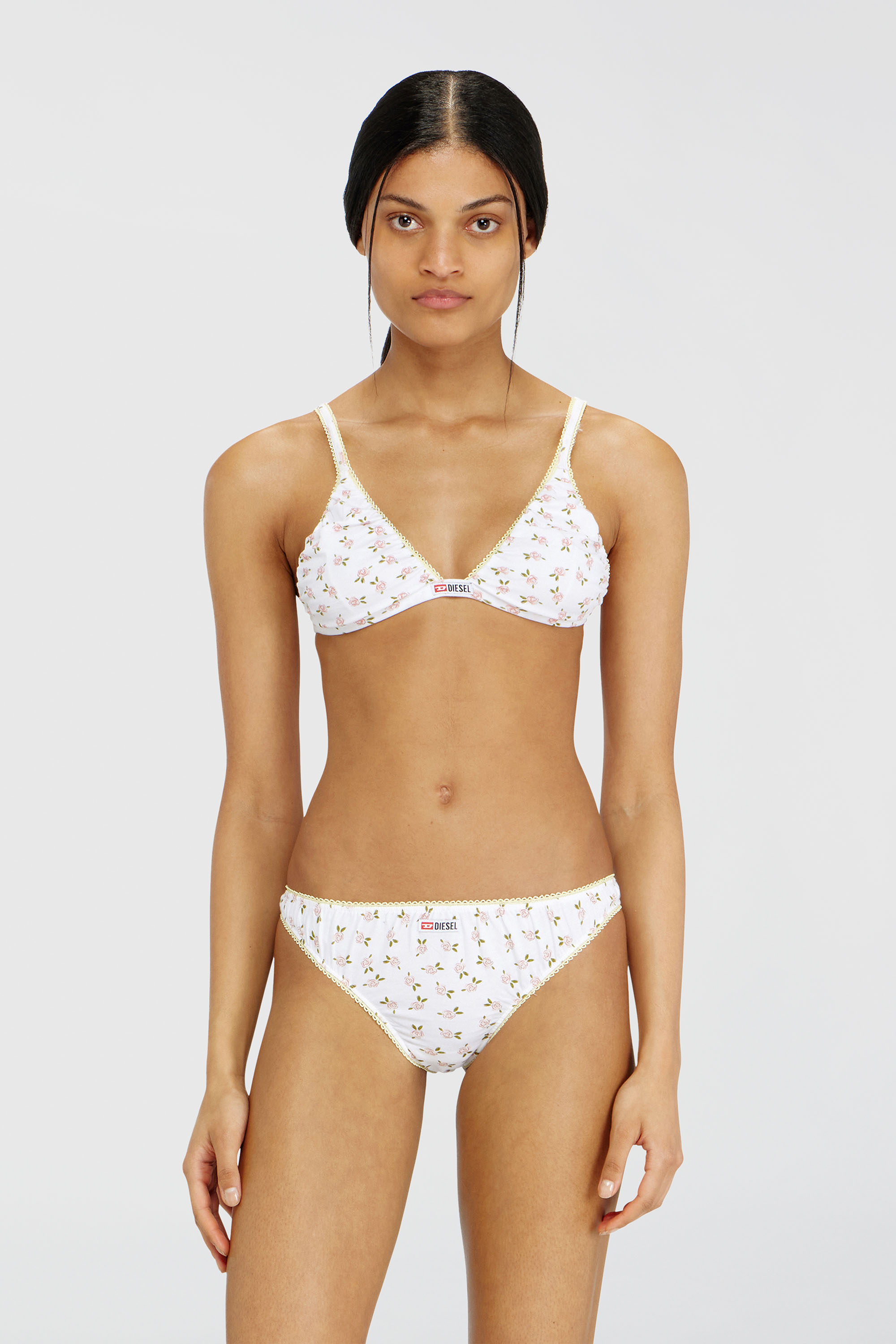 Diesel - JANA-D-CORE, Damen Triangel-BH aus Baumwolle mit all-over Blumenprint in Wei&szlig; - 1