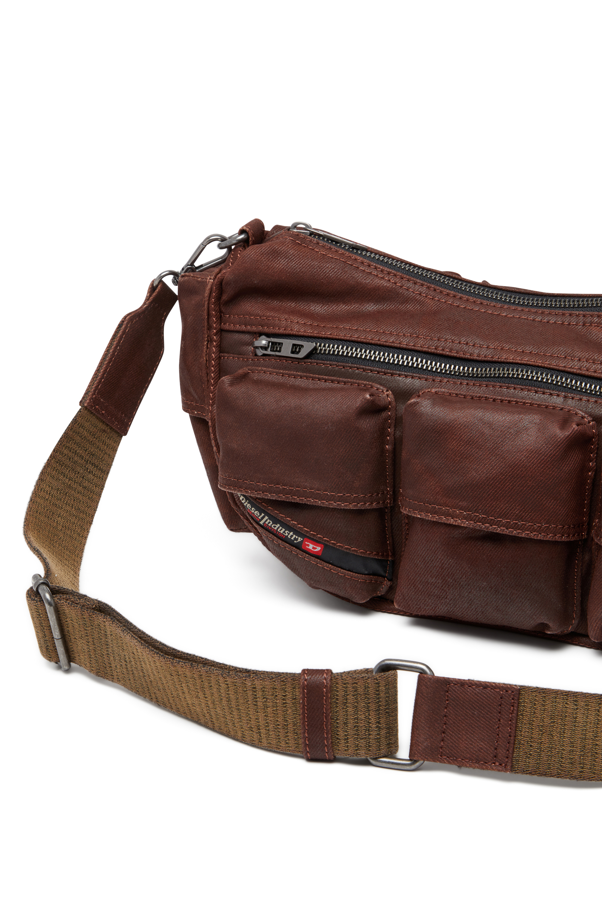 Diesel - MULTI-PKTS SHOULDER BAG X, Unisex Multi-Pkts - Baumwolltasche mit mehreren Taschen in Braun - 4