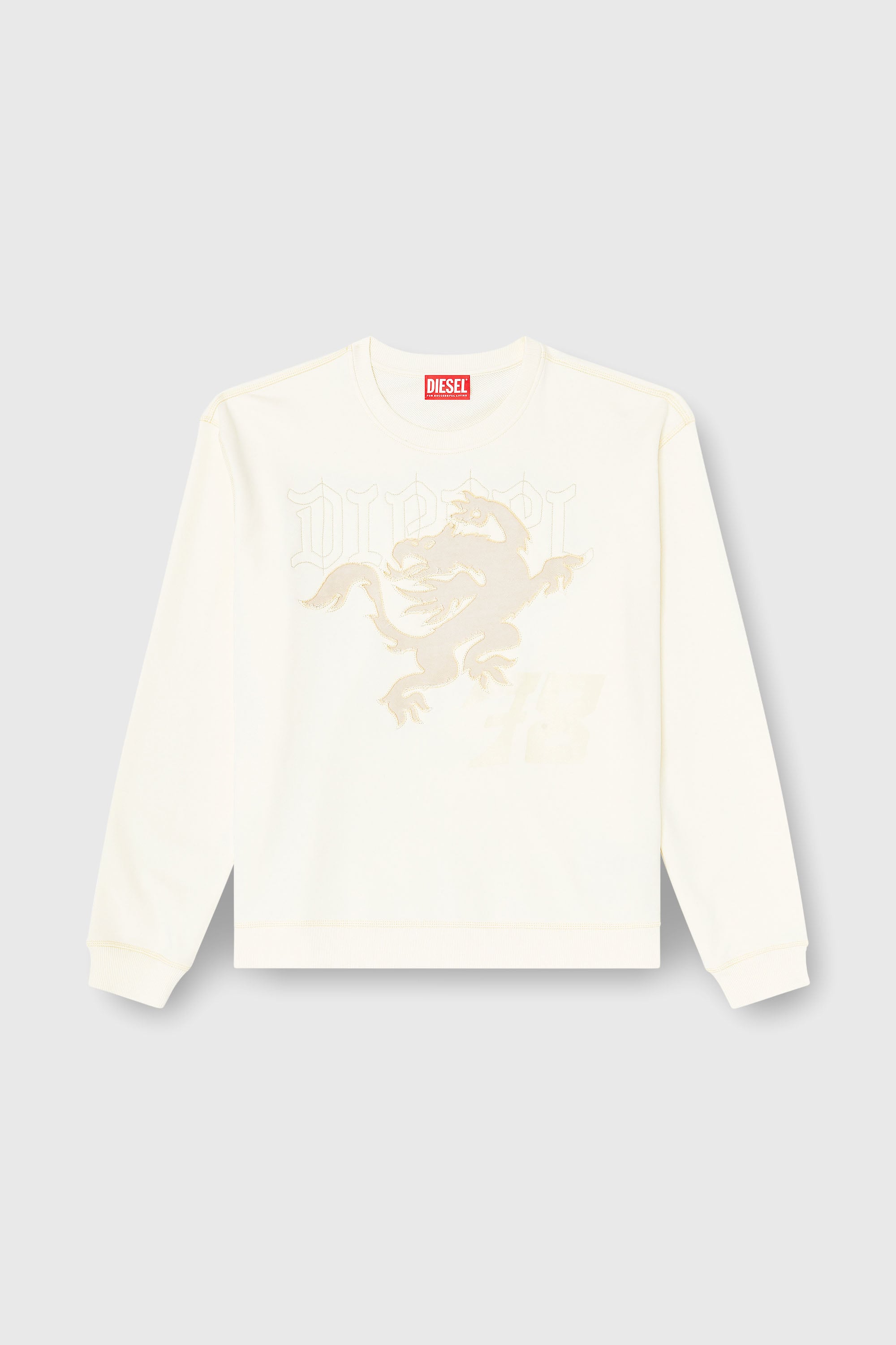 Diesel - S-NORM-AA3, Herren Sweatshirt mit Stickerei und Druck in Wei&szlig; - 2