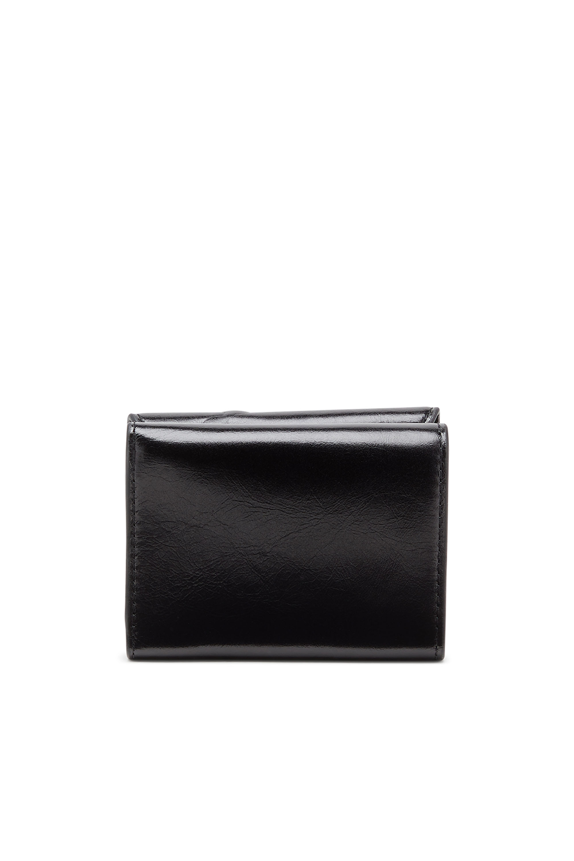 Diesel - TRI FOLD COIN XS II, Damen Dreifach gefaltete Lederbrieftasche mit geprägtem Kettenmotiv in Schwarz - 2