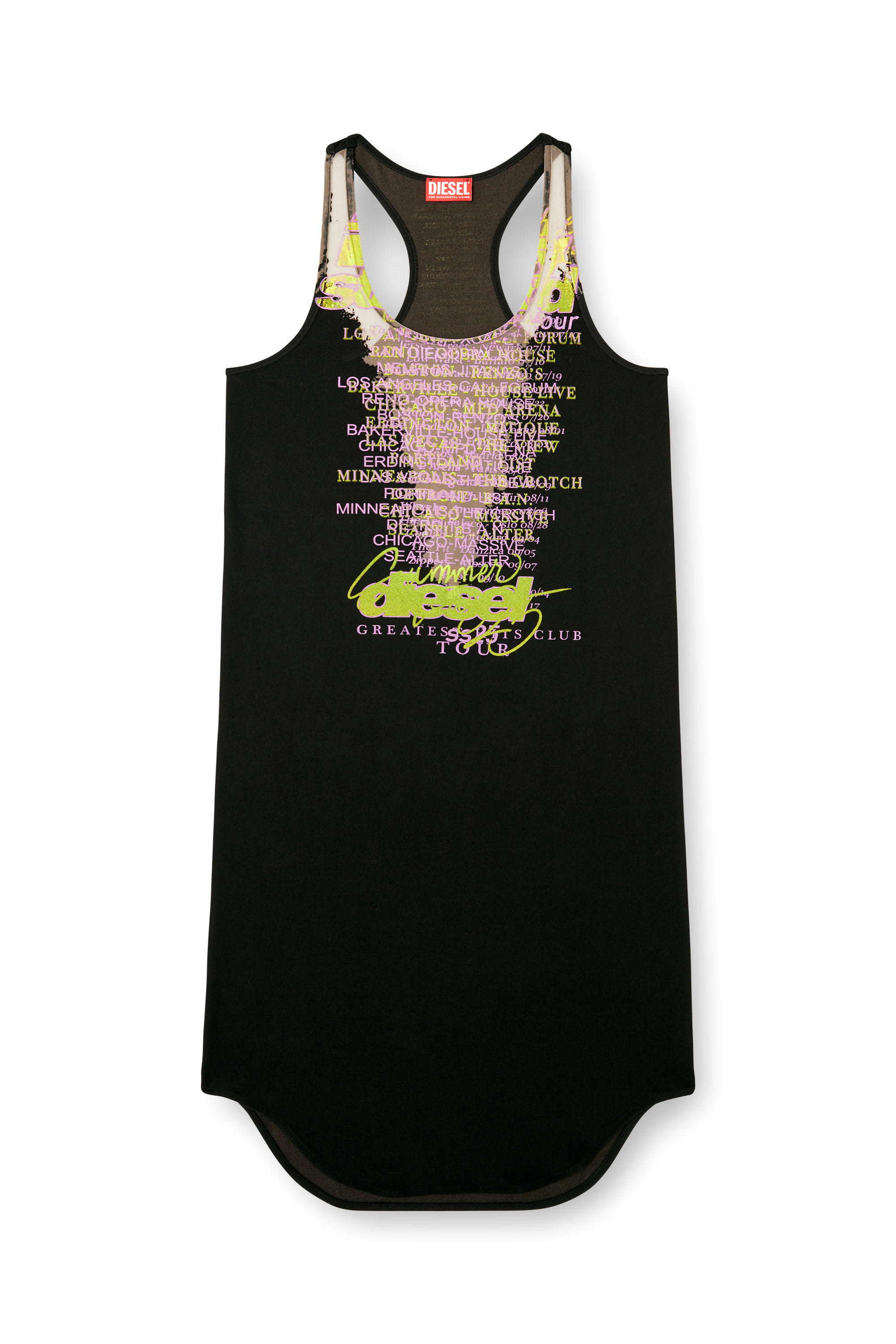 Diesel - D-SHANY-LONG, Damen Ärmelloses Tank-Kleid mit Text-Print in Schwarz - 2