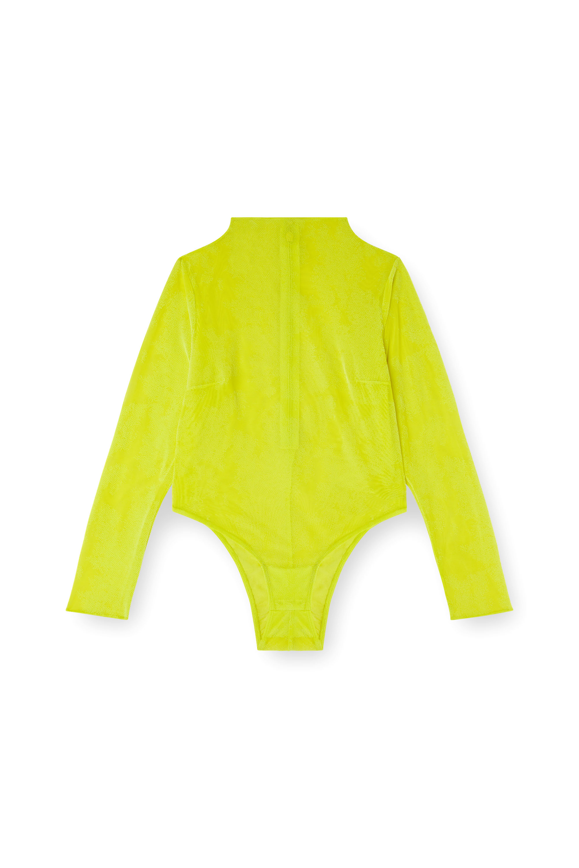 Diesel - C-LONG-SLEEVE-BODYSUIT, Damen Rollkragen-Bodysuit aus beflocktem Mesh in Neongrün - 4