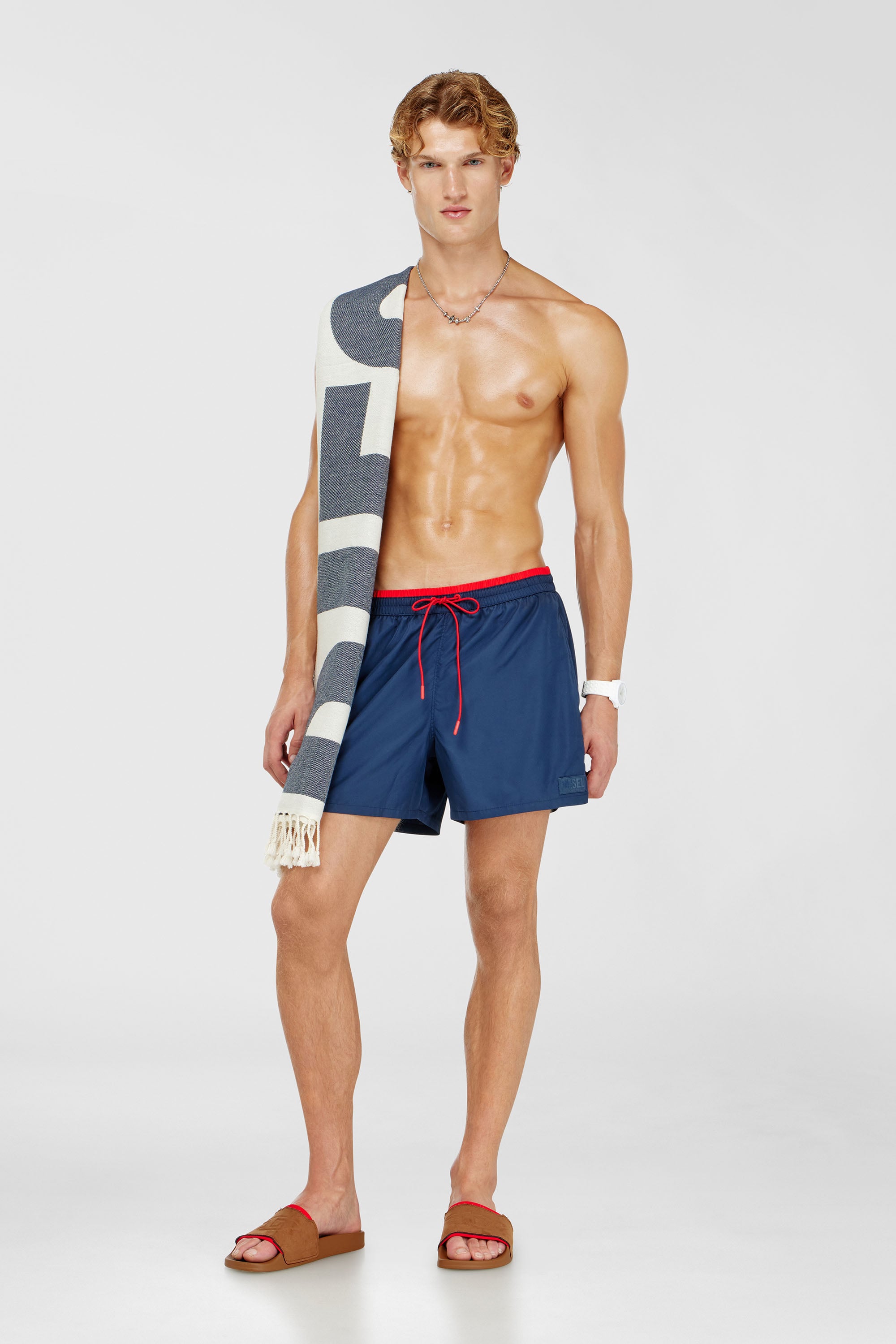 Diesel - JOEL-37-D-CORE, Herren Badeshorts mit kontrastierendem Bundabschluss in Blau - 1