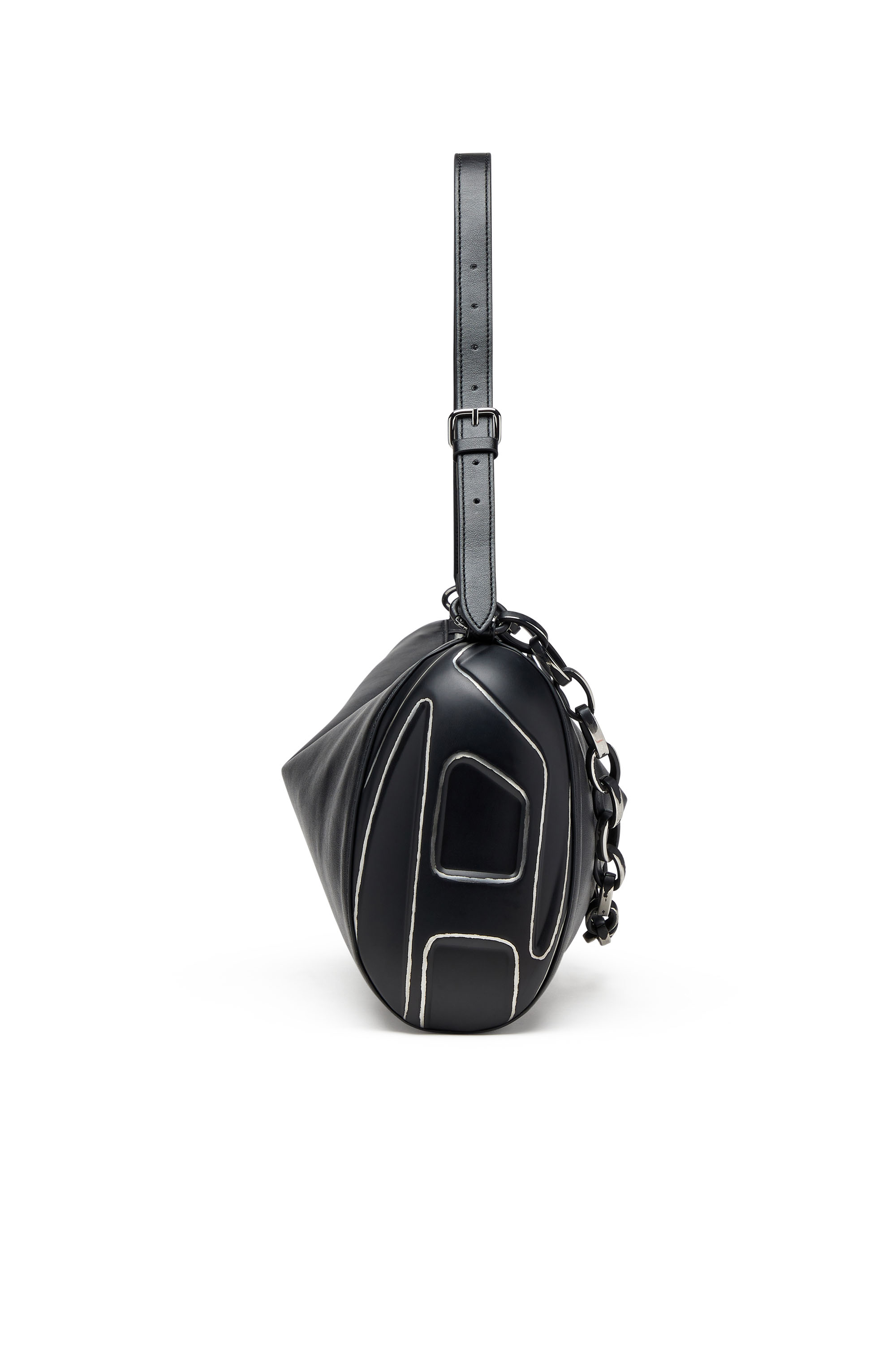 Diesel - LOAD-D SHOULDER BAG X, Unisex Schultertasche aus gebürstetem laminiertem PU in Schwarz - 4