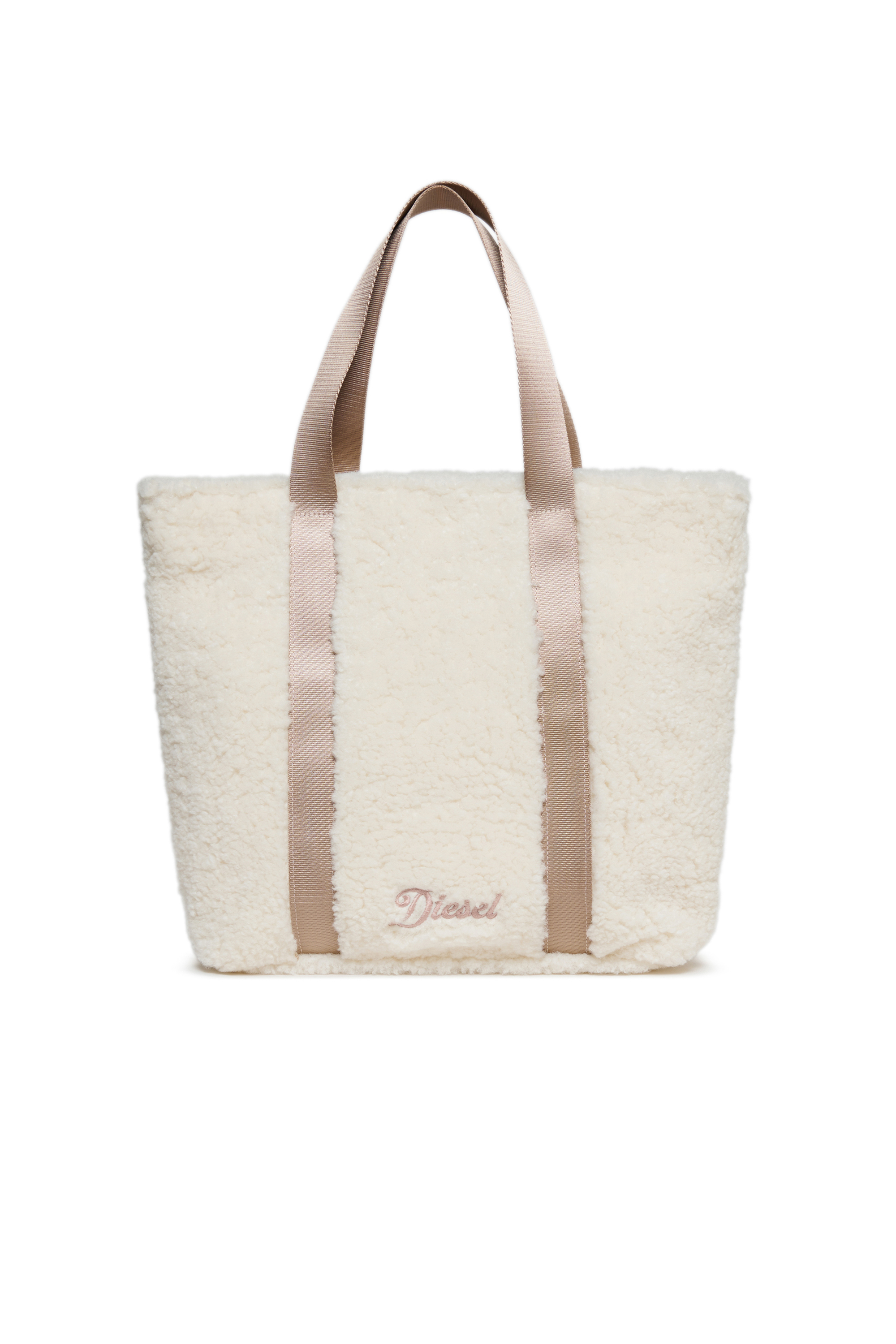 Diesel - WIXA, Woman's WIXA - Tote bag in teddy fleece in White - 1