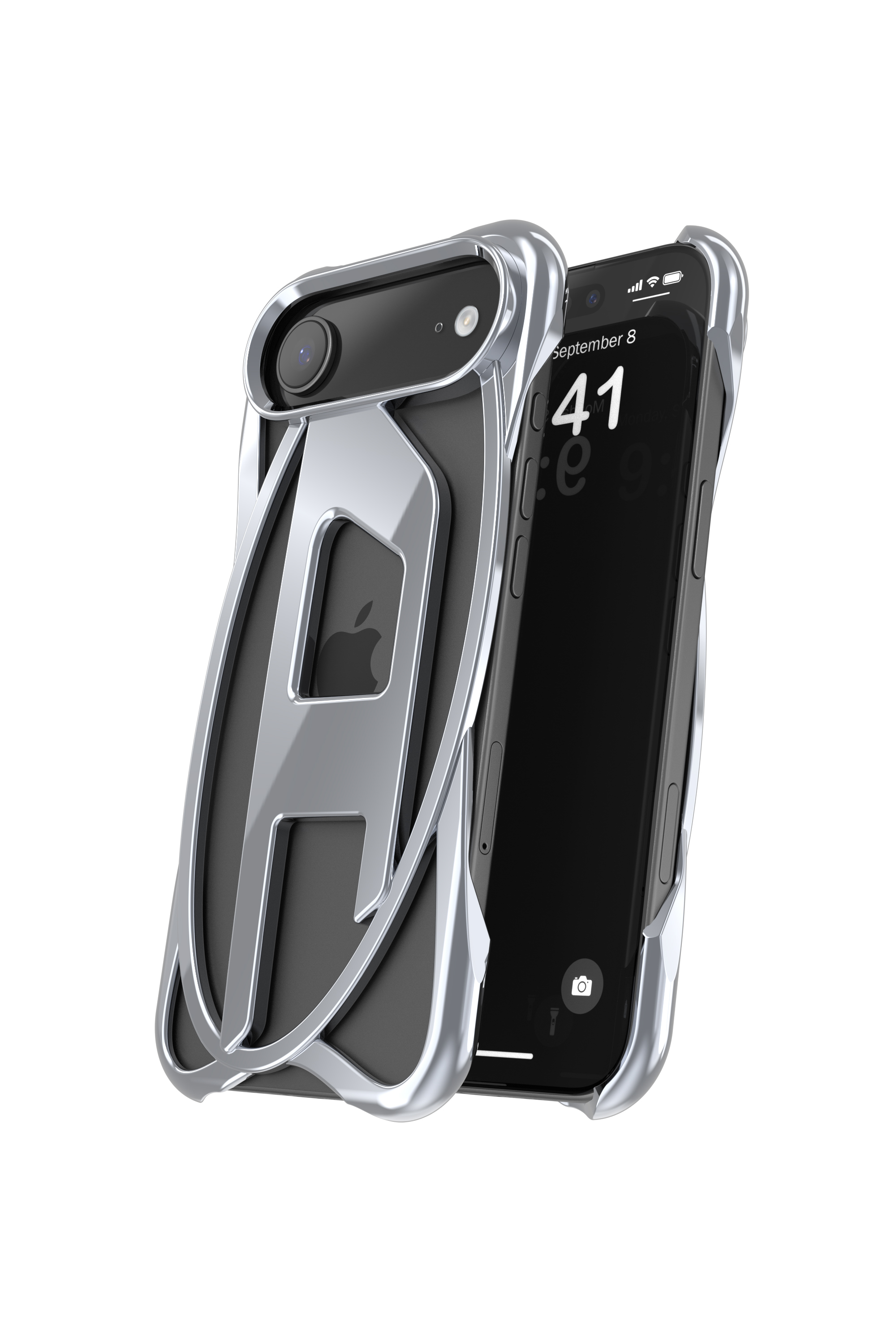 Diesel - 60444 D FRAME CASE, Unisex Caged D Glänzende Hülle für iPhone 17 Air in Dunkelgrau - 3