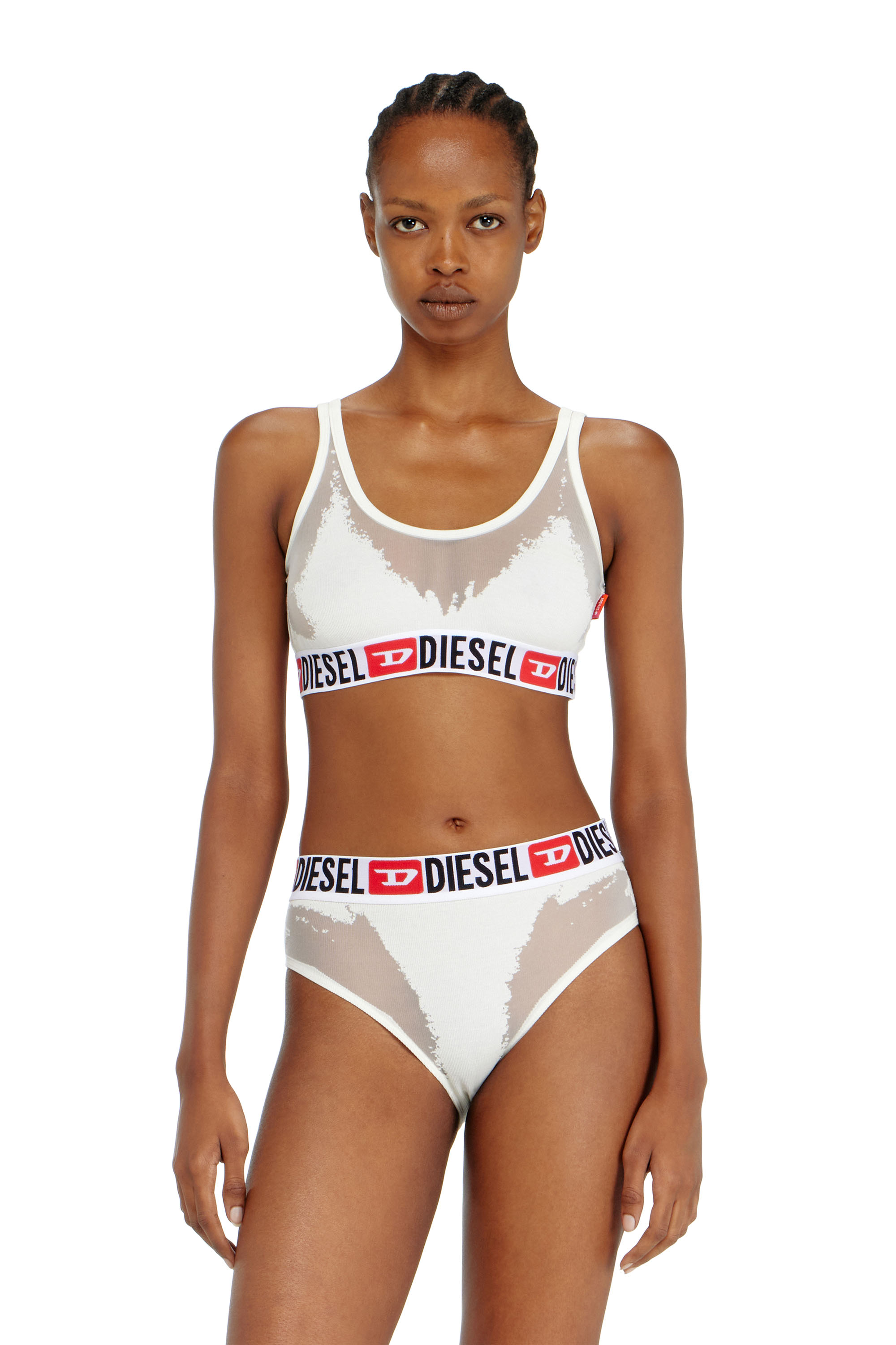 Diesel - PR-ORIBA-D-CORE, Damen Bralette mit transparentem Devor&eacute;-Effekt in Wei&szlig; - 1